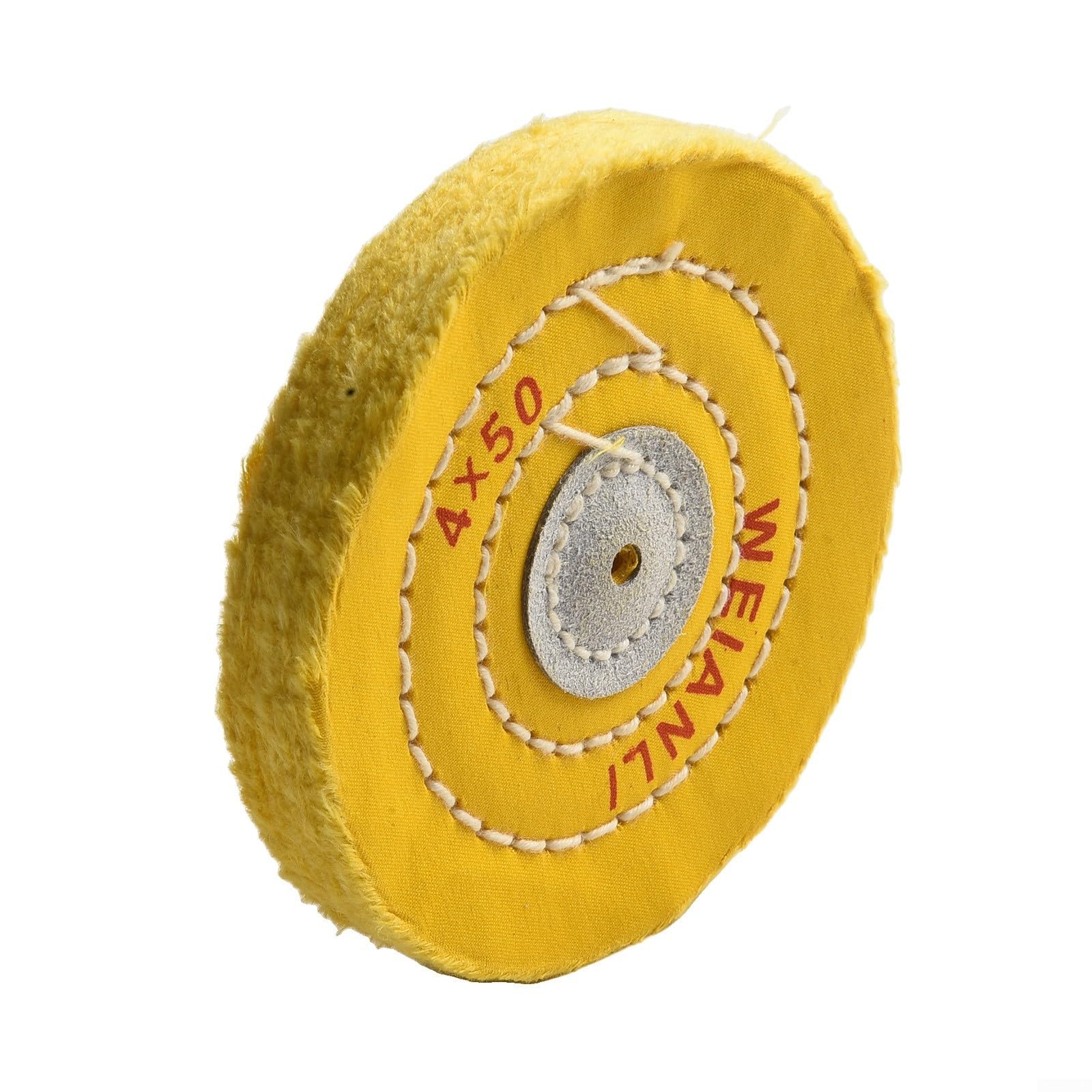 Ruota lucidante in cotone a 50 strati, 100 mm, per lucidatura di precisione di gioielli, componenti metallici, orologi, vetro e parti industriali leggere (giallo)