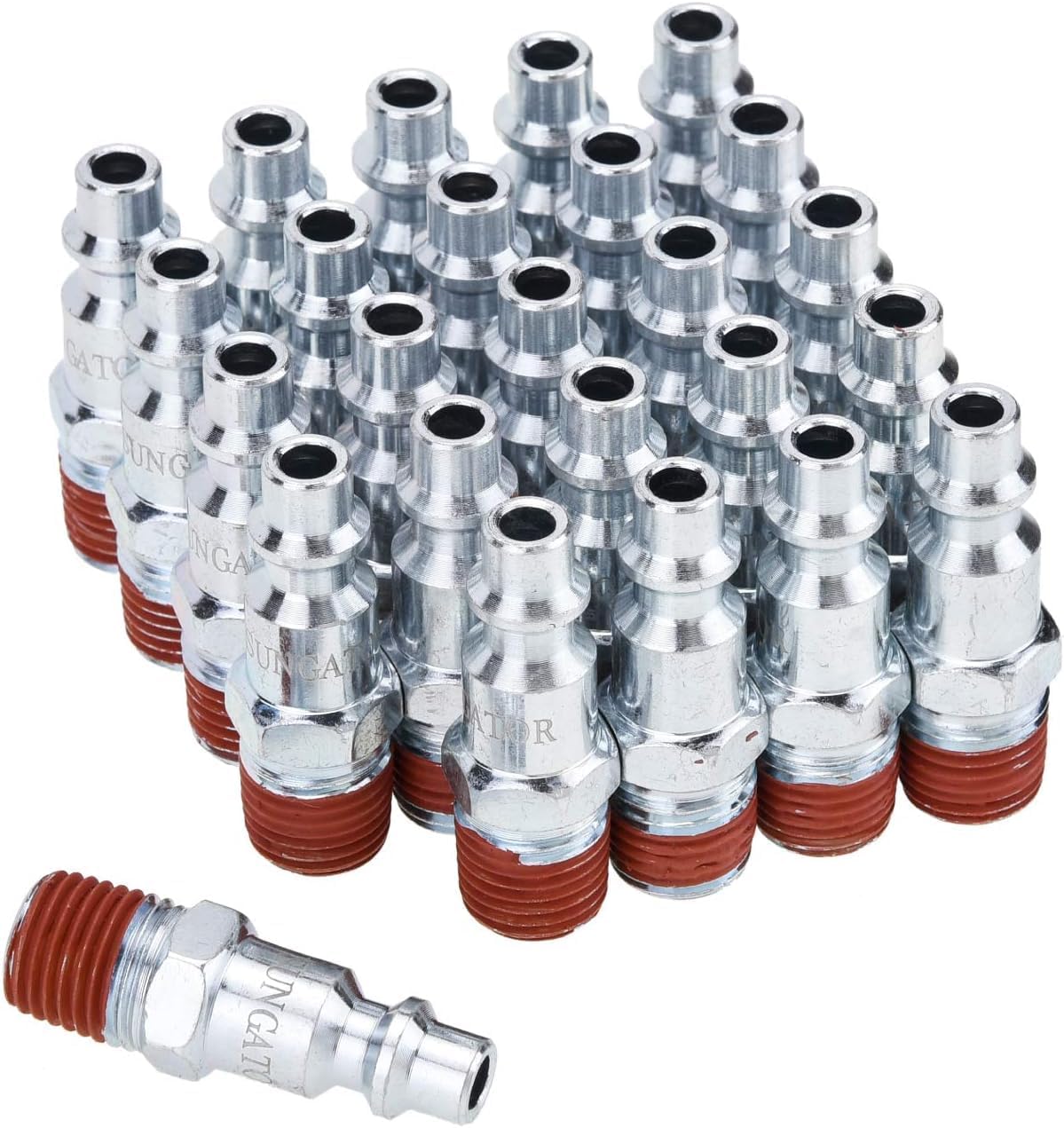 25-Pack 1/4 Inch Air Hose Fittings 1/4'' Male NPT Industrial Plugs Kit 1/4 Inch Quick Connect Air Line Hose Fittings 1/4'' Industrial Hose Repair Plugs Kit for Comressor Auto Shop
