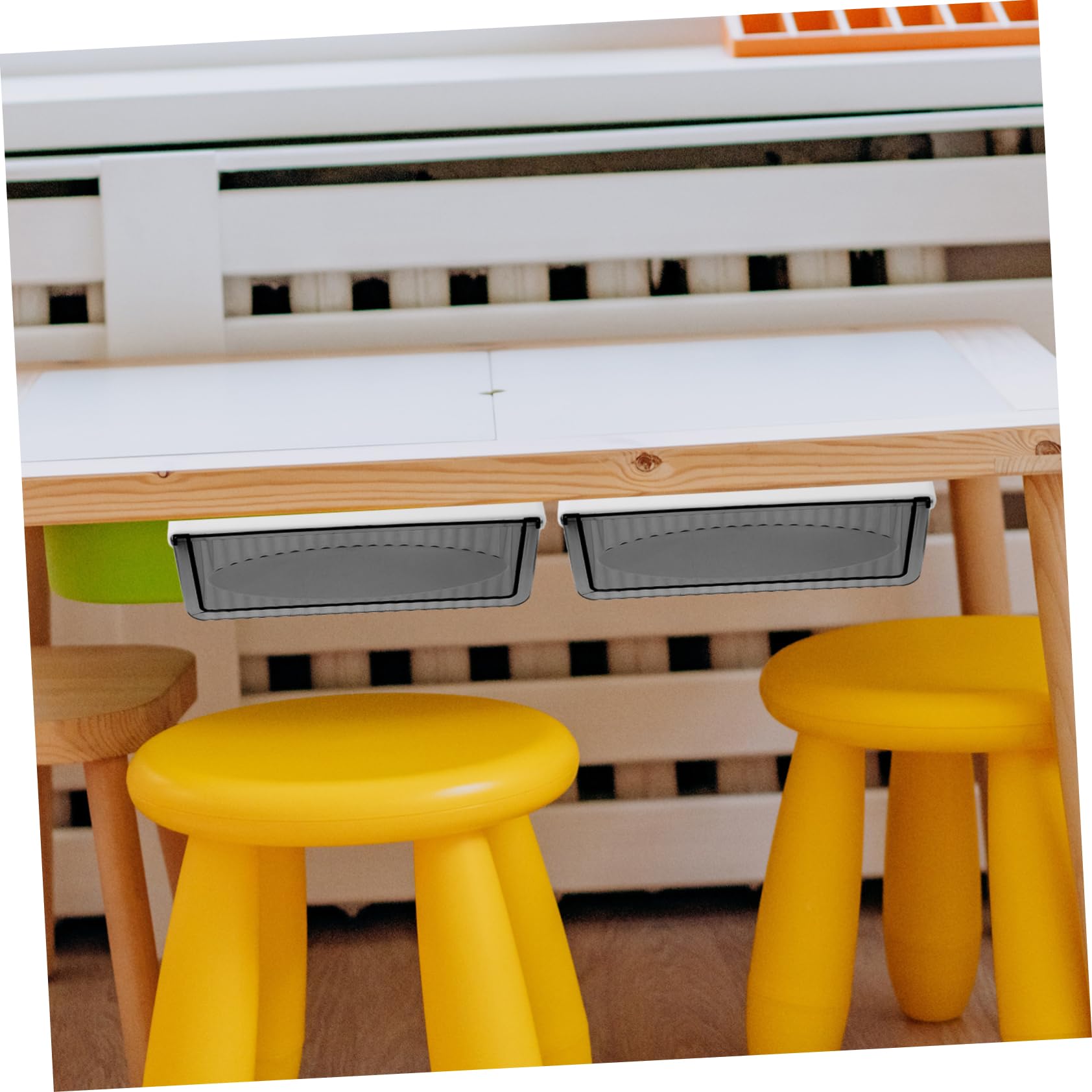 TEHAUX 2pezzi Organizer in Plastica Resistente per Sotto la Scrivania, Scatola Portaoggetti Nascosta per Cassetto, per Organizzazione Ufficio e Casa