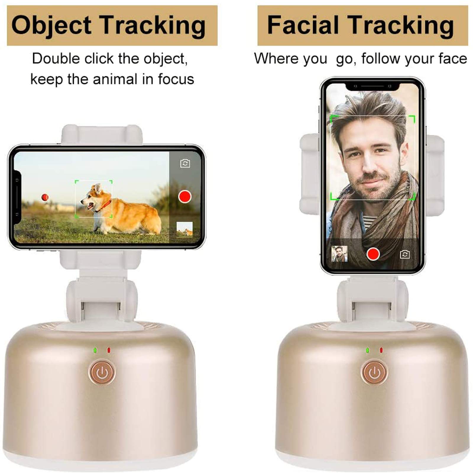 LJJ Gimbal Movil Rastreo de Objetos Faciales, Soporte del Teléfono Disparo Rotación de 360 ​​° Modo de Pantalla Vertical Horizontal para Tomar Video Conferencia en Vivo