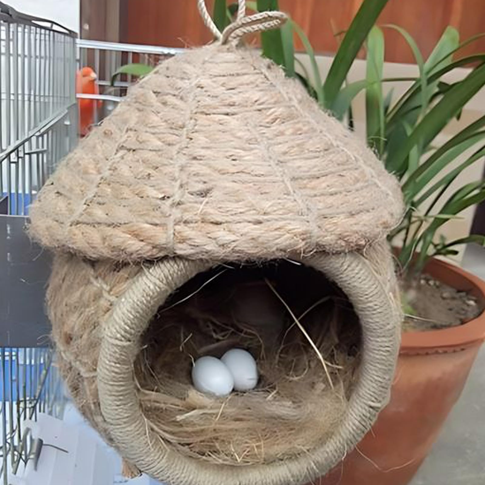 2PCS Nid Perruche,Nid Canaris,Literie Confortable pour Petits Oiseaux Et Animaux,Mélange de Matériaux de Nidification pour Oiseaux en Jute,Soie,Paille,Coton,Convient pour Perroquets,Pinsons