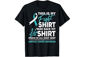 This Is My Fight: Cervical Cancer Awareness White Teal Ribbon T-Shirt