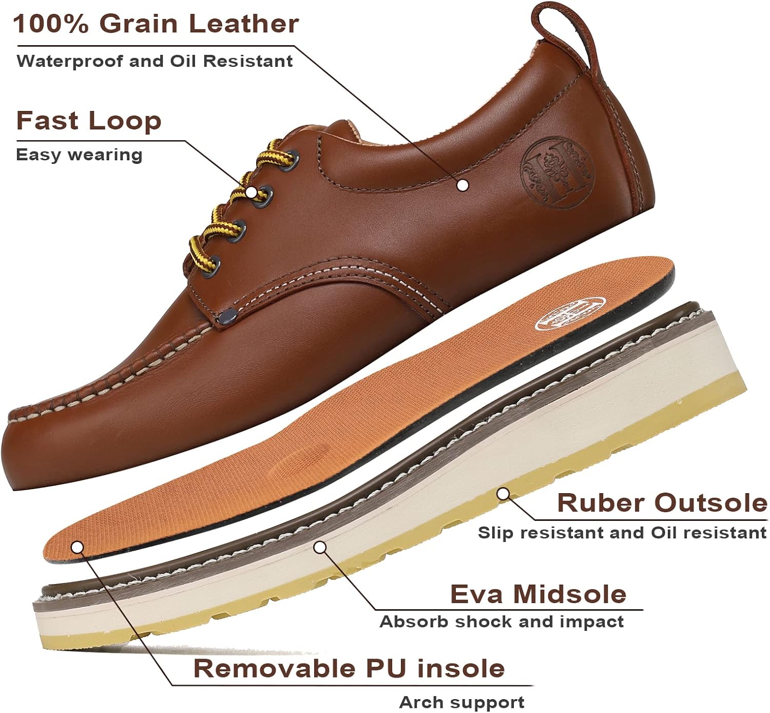 Men's Suretrack 4" Soft Toe Leather Oxford Work Shoes 82994 - Image 3