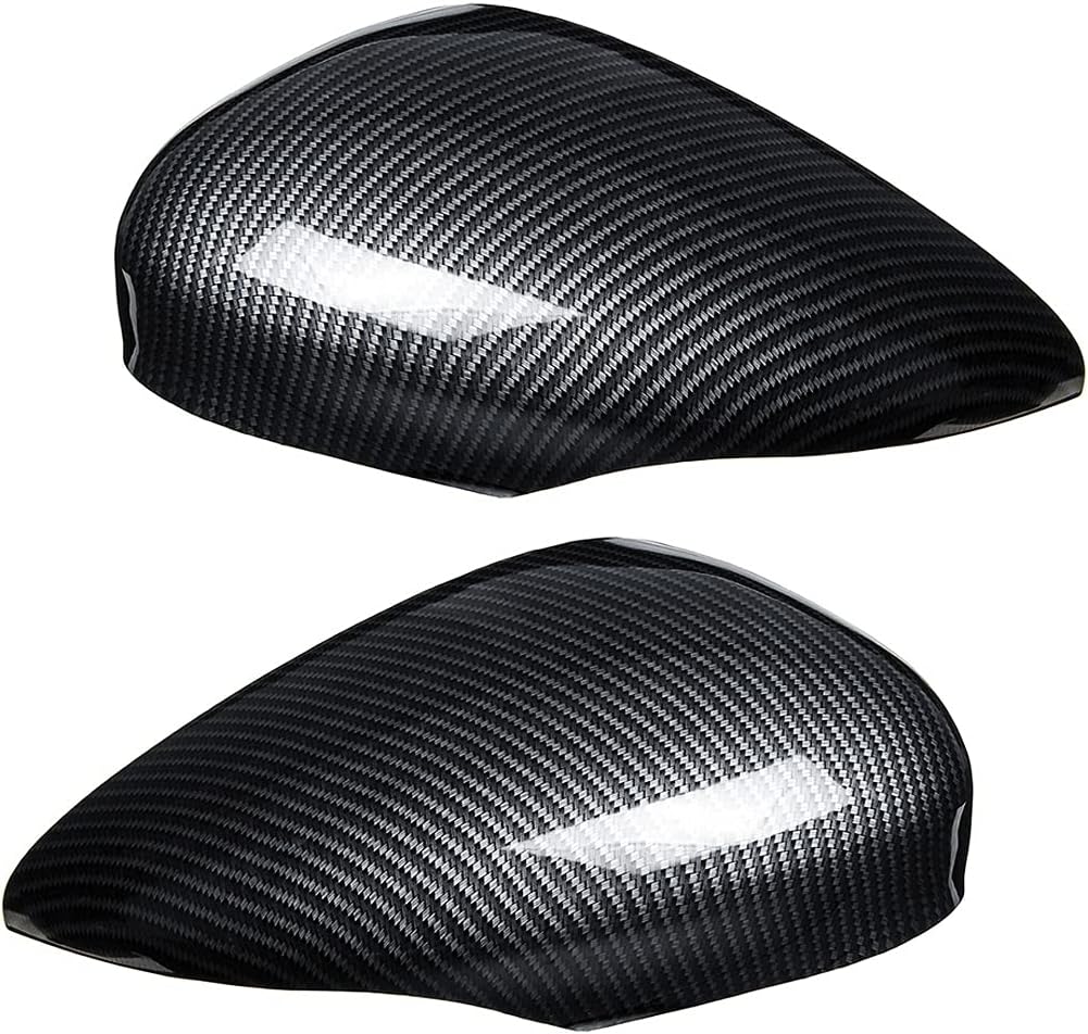 Pair Black Wing Mirror Cover Cap, fit for Fo-rd Fiesta MK7 2008-2017 (Carbon Fibre)