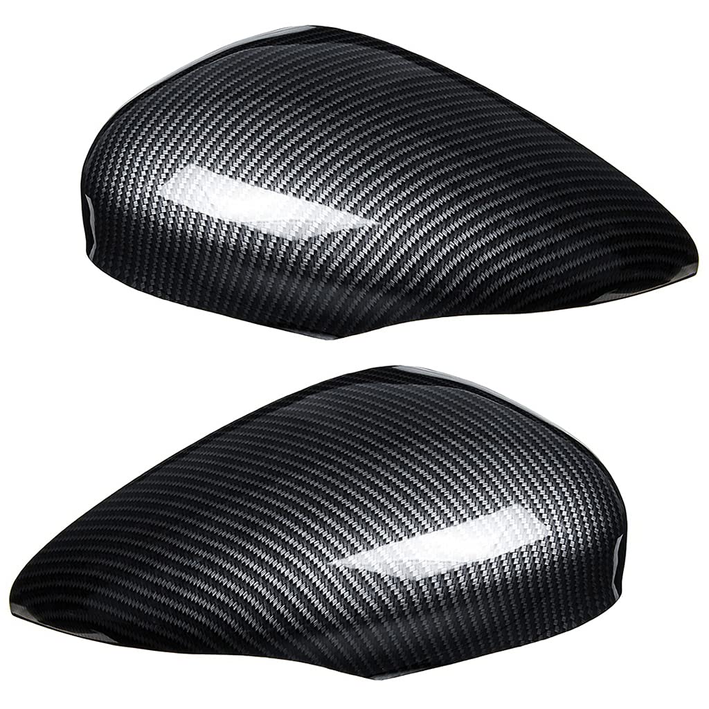 Pair Black Wing Mirror Cover Cap, fit for Fo-rd Fiesta MK7 2008-2017 (Carbon Fibre)