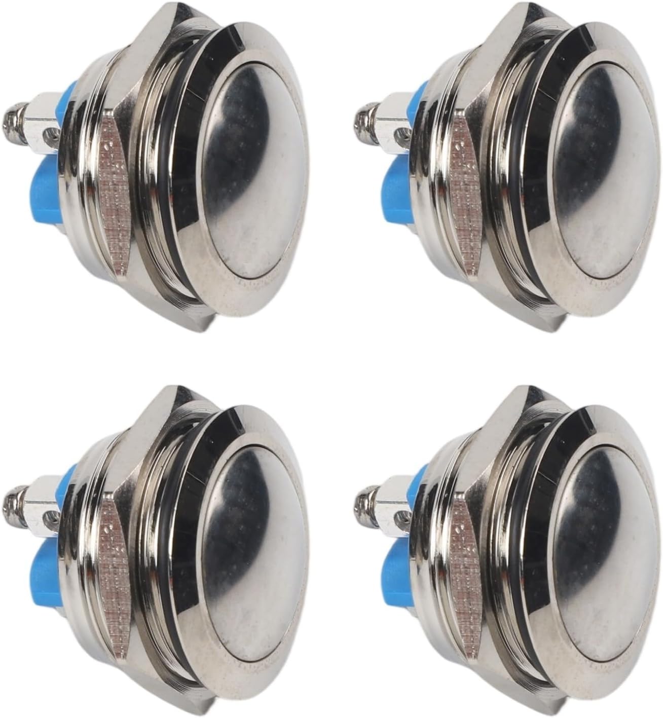 Metal Wired Doorbell Push Button Switch Set with Self-Recovery Mechanism, Sturdy Silver Housing, for Compatible with Smart Doorbell Systems, 4-Pack