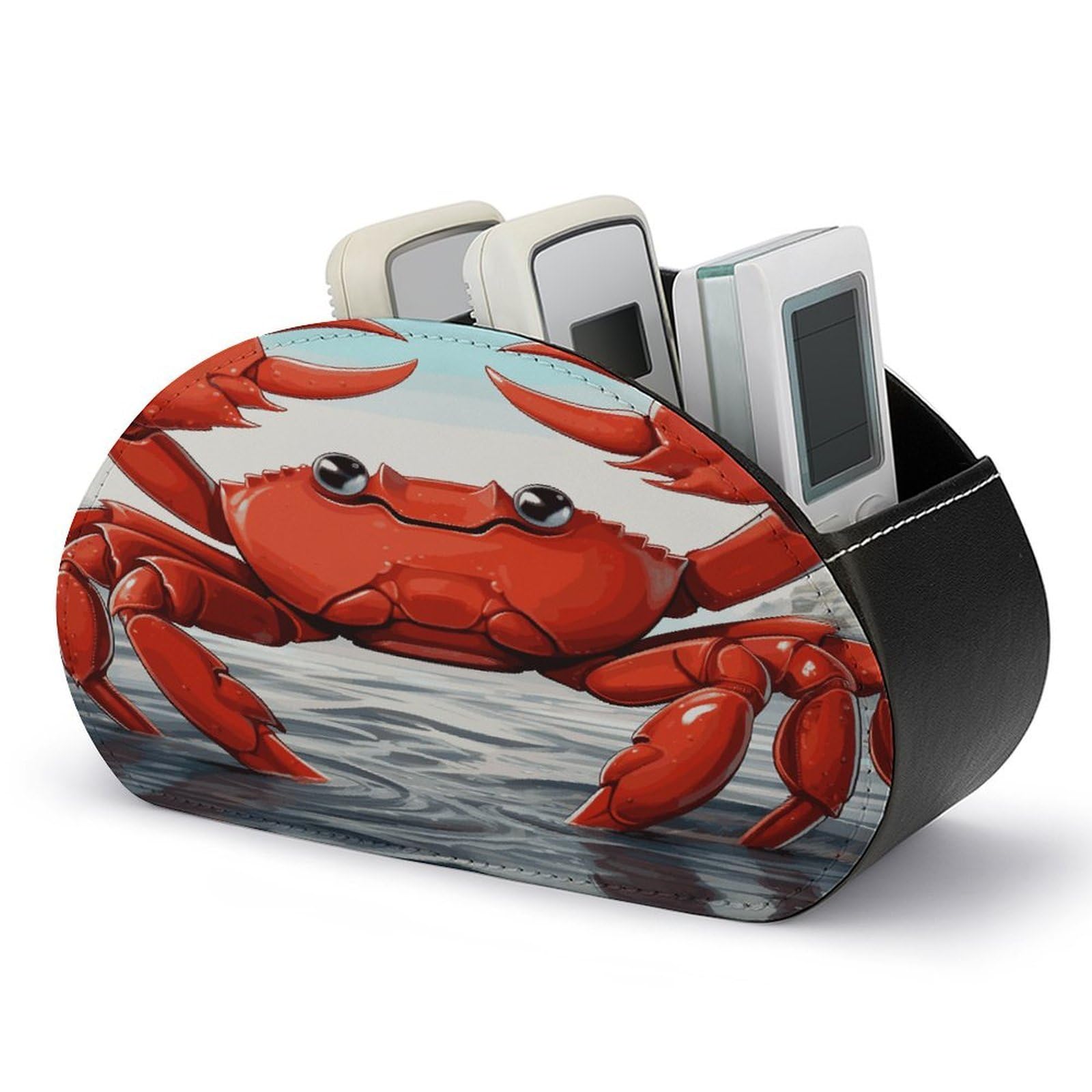 FekiLoot - Cartoon Crab Remote Control Holder with 5 Compartments, Remote Organizer for Table, TV, Storage Box/Tray for Media Controllers and Supplies