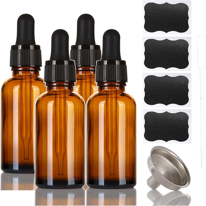Frascos conta-gotas de vidro âmbar ALIFEIA 30 mL, pacote com 4