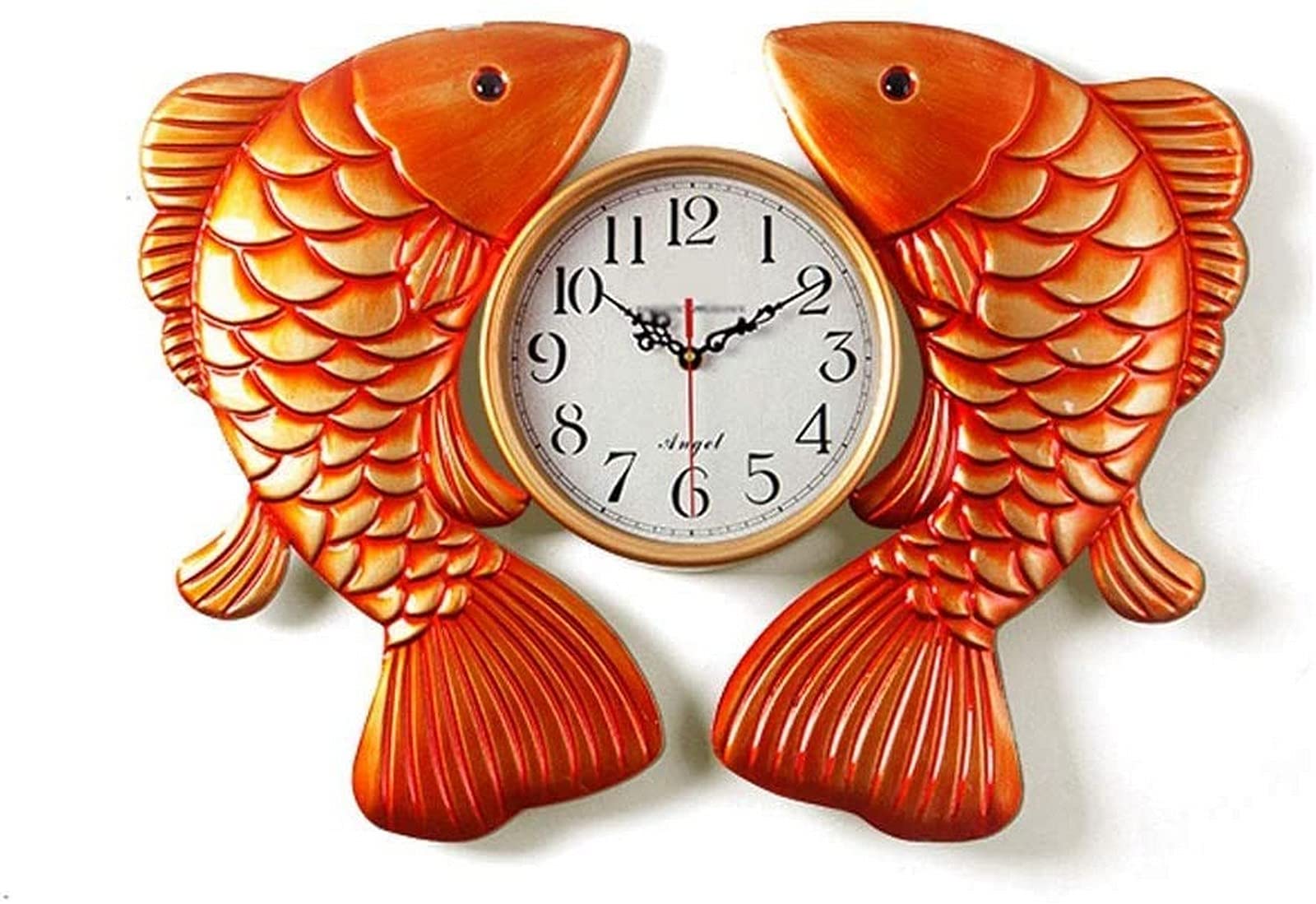 Horloge murale muet style chinois déco ronde moderne marron