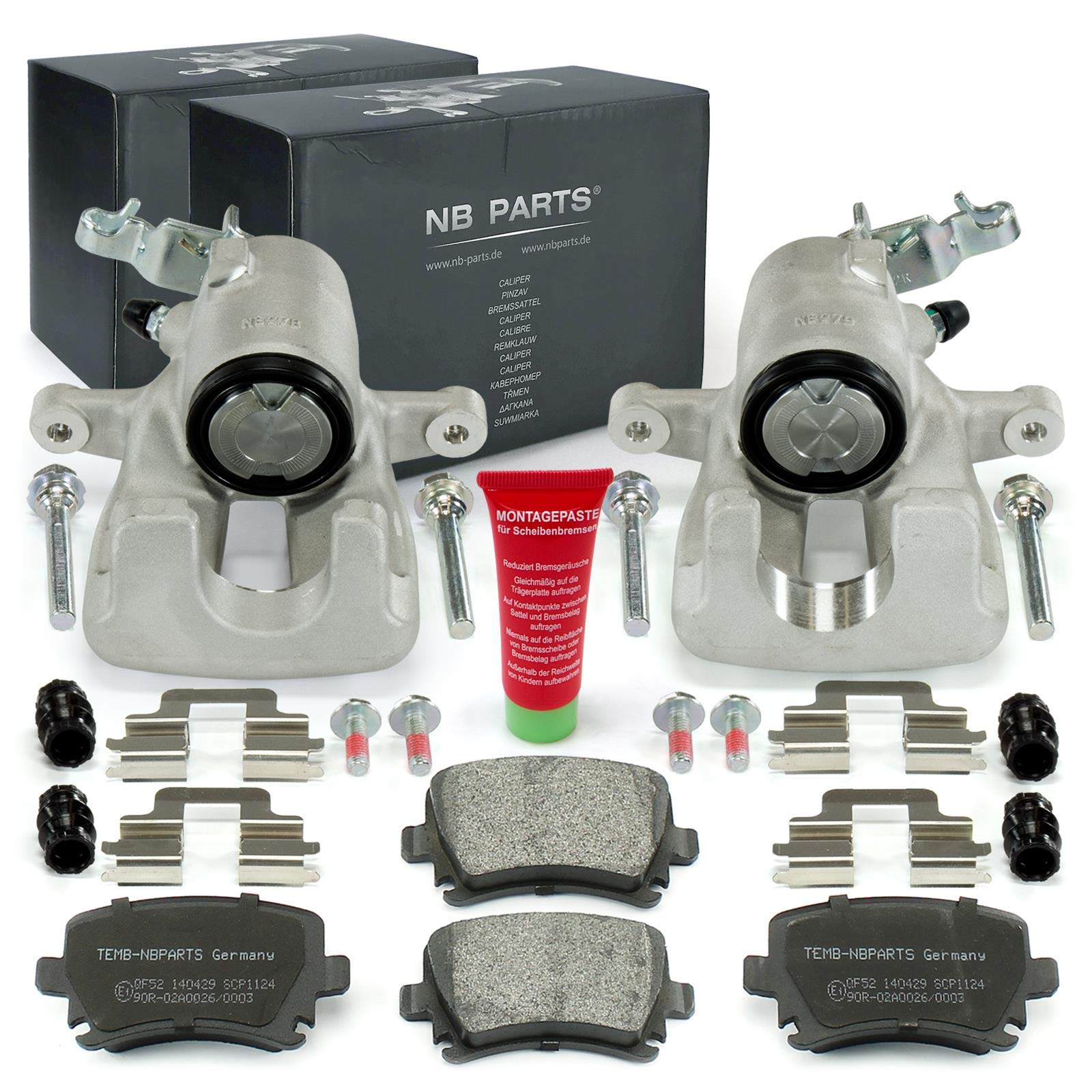 Bremsen/2x Bremssattel + Bremsbeläge hinten NB PARTS GERMANY 