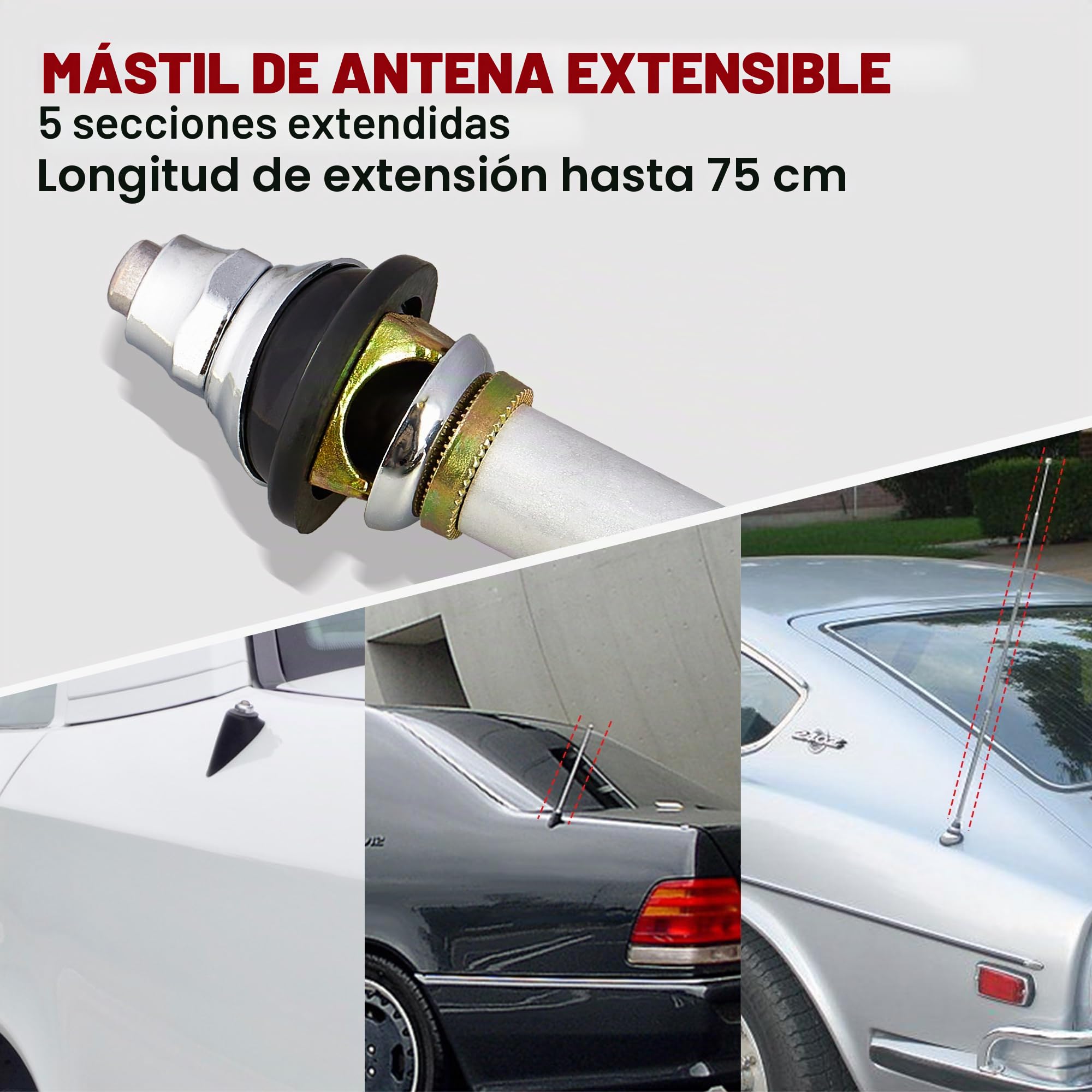 RED WOLF Antena eléctrica para coche, FM/AM, kit de antena de alimentación automática para Honda, Ford, Toyota, Opel, Peugeot, Jeep, Jaguar, Mercedes, Vauxhall, Nissan, 12 V