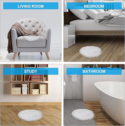 Miniatura 7 de Molain Almohadilla de piel sintética para silla de 12 pulgadas funda redonda para asiento tapete suave y esponjoso para sofá fondo de fotografía de