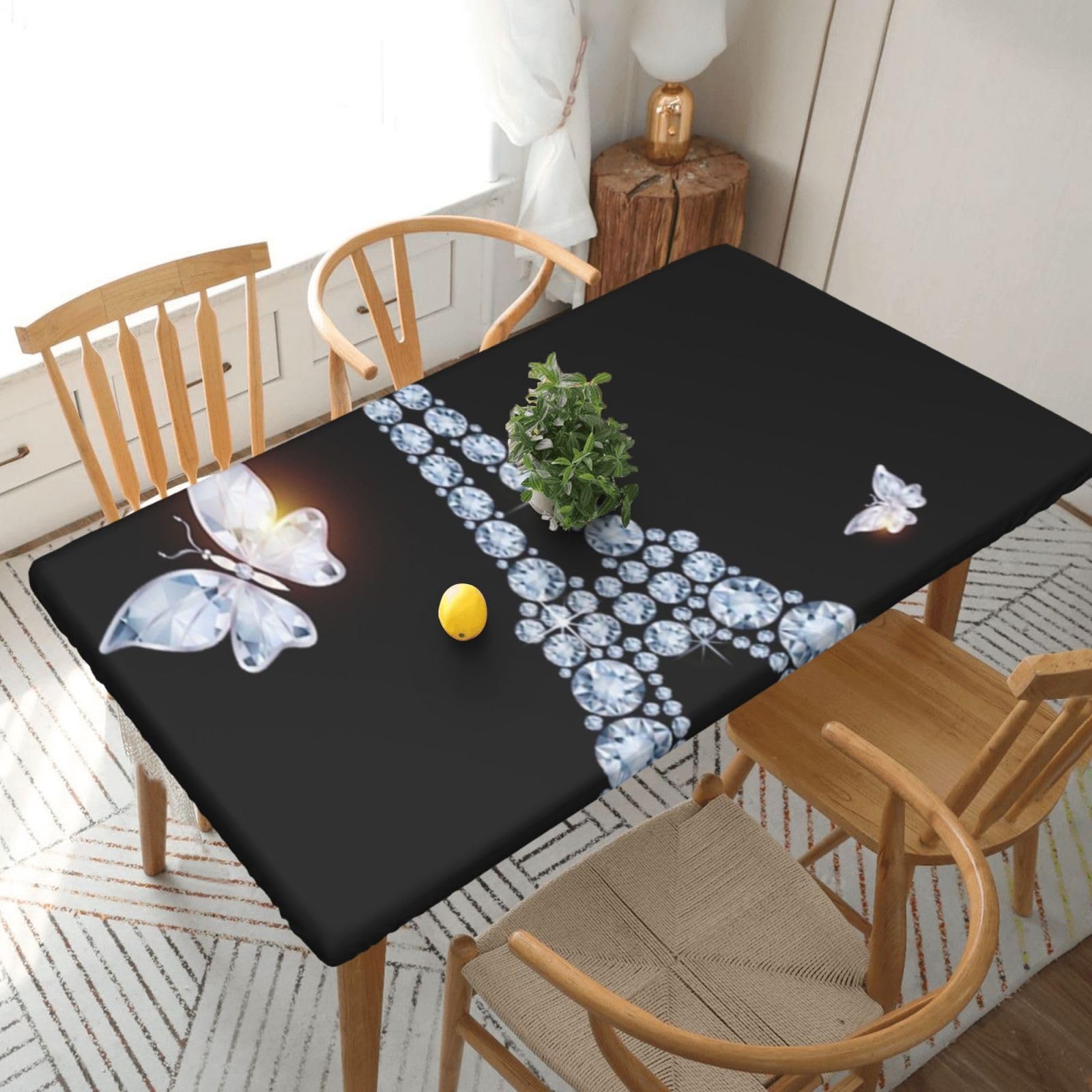 BNVSADC Eiffel Tower Printed 5FT Tablecloth Polyester Kitchen Water Resistant Table Cloth Dining Table Decoration Table Covers, 152x76 CM