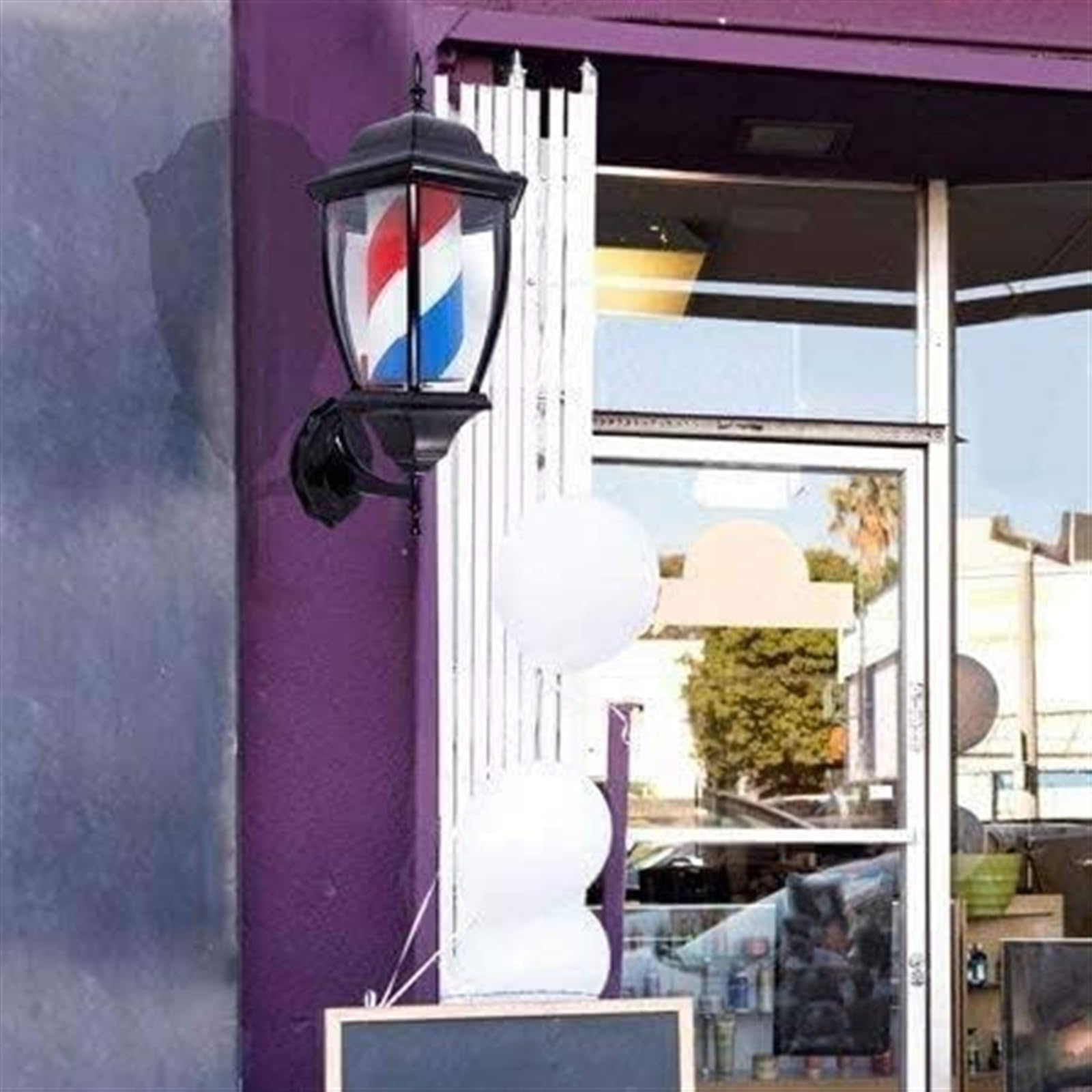 Salón Giratorio, barbería, Cartel Abierto, Poste, Tiras Rojas, Blancas y Azules con luz de Globo Brillante, lámpara montable en Pared