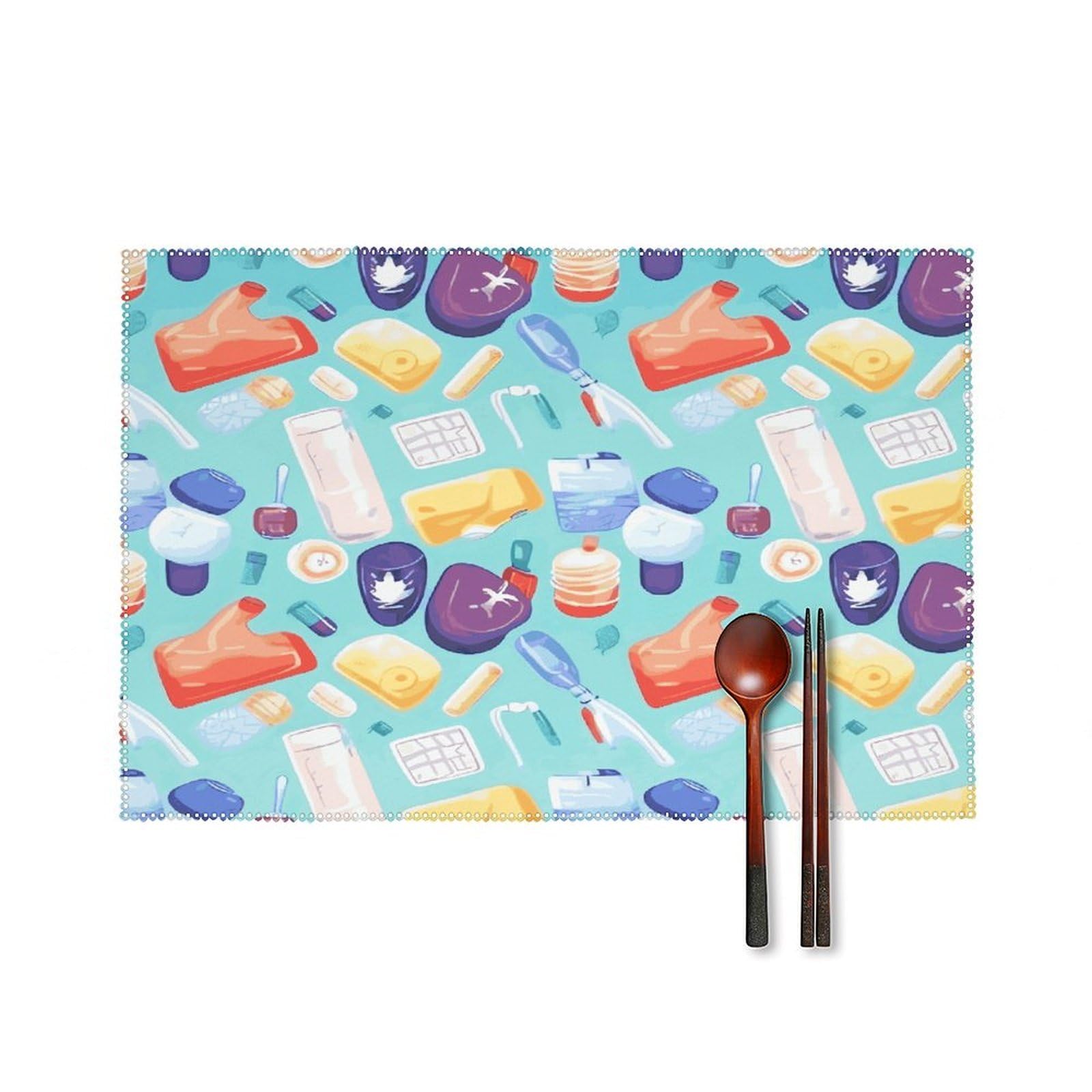 Fekiloot Style Gradient Medical Items Pattern Placemats Set Of 6,Table Mat