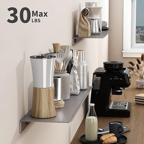 Miniatura 4 de Danpoo Estantes flotantes adhesivos para almacenamiento de pared, estantes de pared de metal para sala de estar, baño, cocina, estantes de
