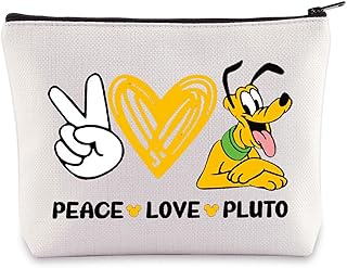 WZMPA Funny Dog Pluto Cosmetic Bag Pluto Fans Gifts Peace Love Pluto Makeup Zipper Pouch Bag Pluto Merchandise, Love Pluto, Cosmetic Bag