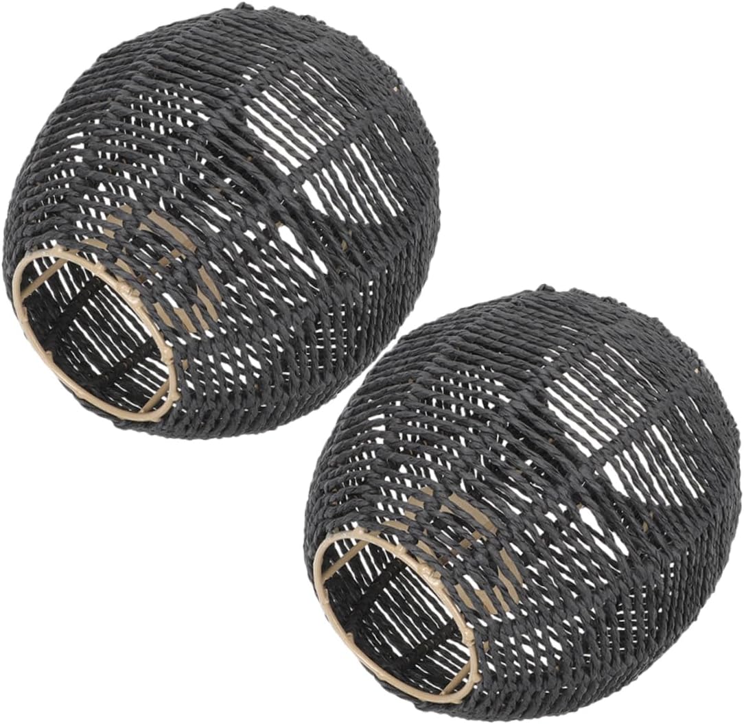 NUOBESTY 2pcs Woven Paper Lampshade Nordic Style Rattan Light Cover Elegant Decorative Ceiling Fixture for Dining Room and Hospitality Spaces Easy Installation