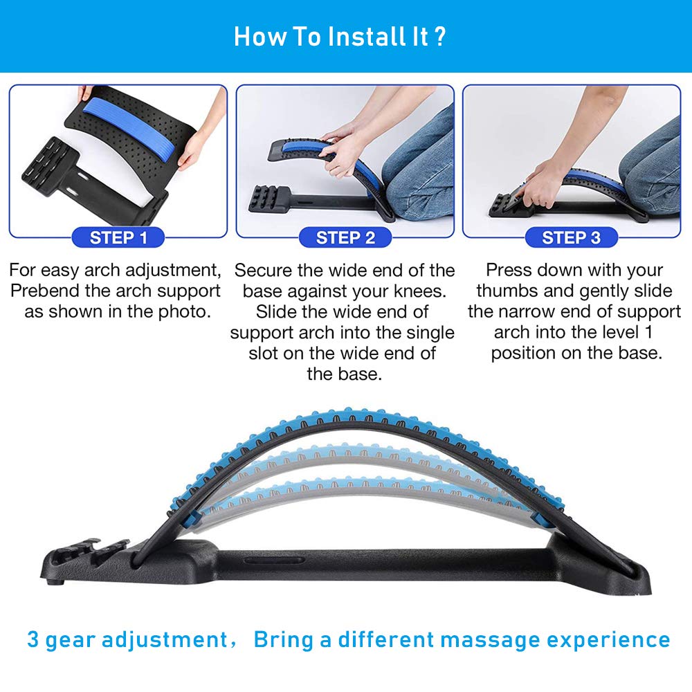 Rückendehner Multi-Level-Verstellbarer Rückenmassagegerät-Bahre-Taille-Hals-Stretch-Fitnessgeräte Lendenheizkervical-Rückenstütze-Schmerzlinderung Rückenstrecker Rückendehner (Size : Red)