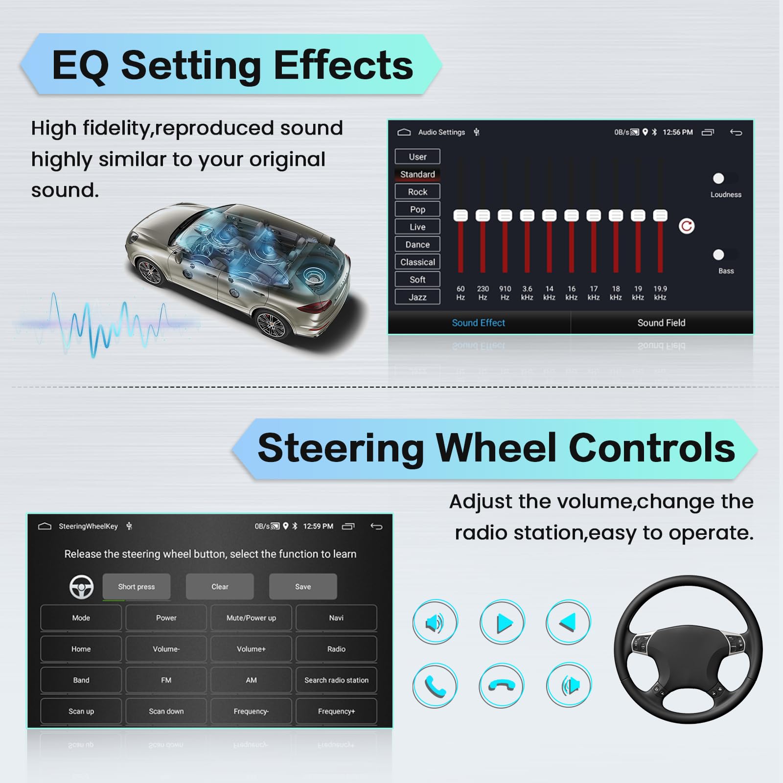 Hikity 2+64GB Android 15 Autoradio Carplay Android Auto sans Fil pour Peugeot 307 2002-2013 Radio Poste Radio Voiture Écran Tactile 9 Pouces Bluetooth Stéréo WiFi GPS FM RDS EQ+ Caméra de Recula