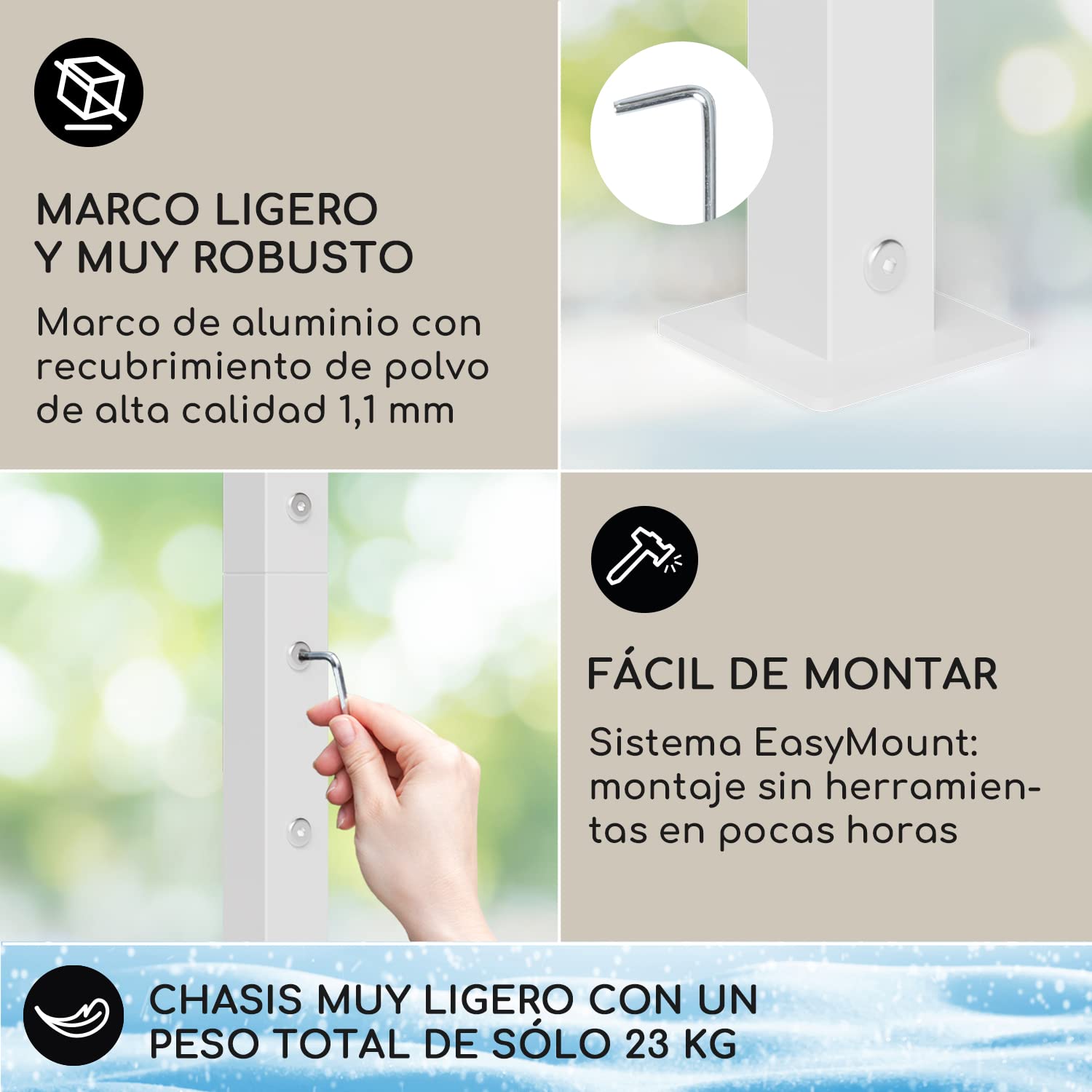 Blumfeldt Pergola con Techo, 3 x 3 m, Pergolas de Jardin con Marco de Aluminio, Toldos Resistente al Aire e Impermeable, para Jardín, Patio, Terraza o BBQ, Cenadores Resistentes Protección UV 50+