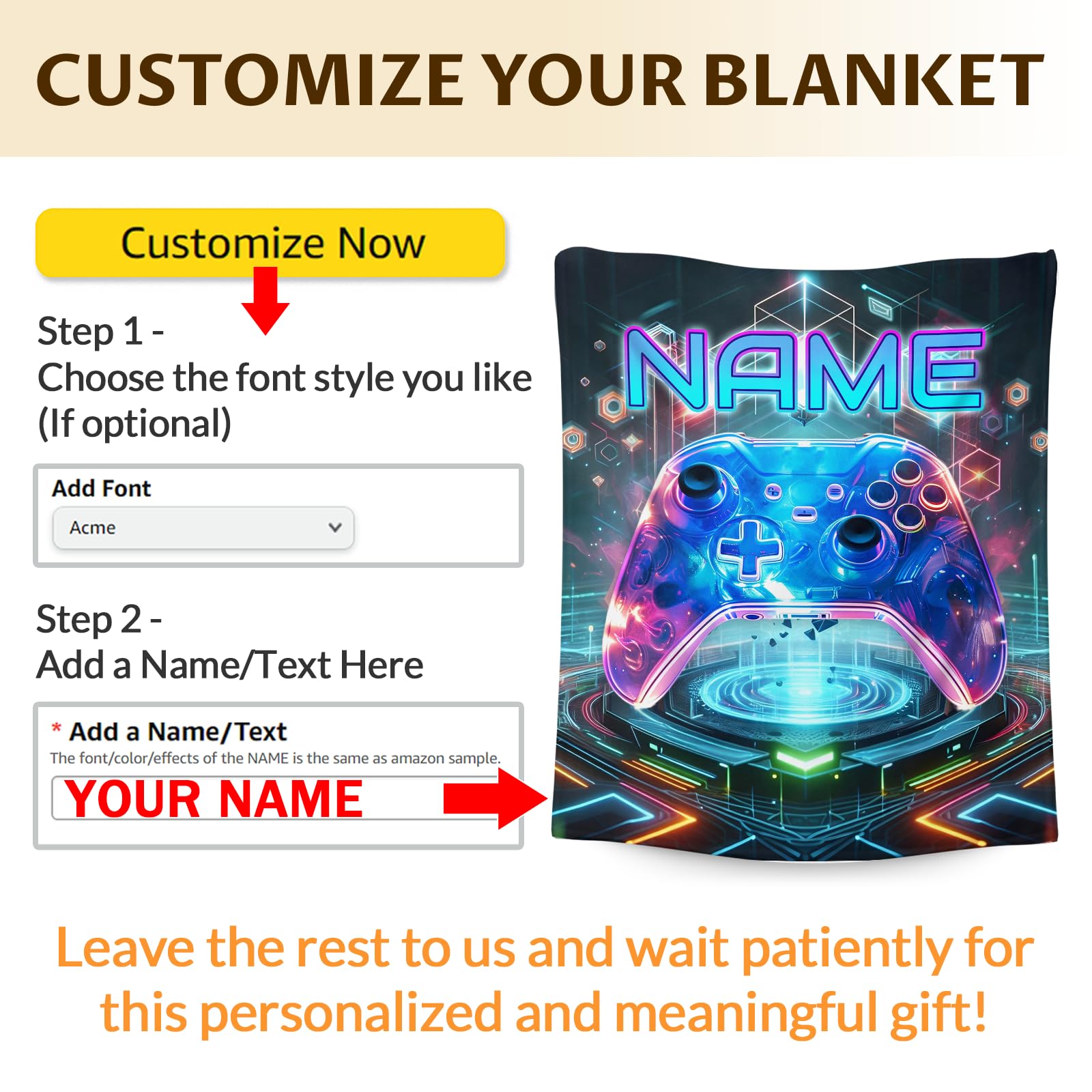 Custom Name Gamer Gifts - 50x40 Inches Small Gaming Blanket for Kids, Teens - Cool Flannel Throws Gift for All Seasons - Personalized Soft Cozy Warm Blankets for Couch, Travel, Camping