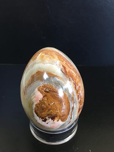 Ónix natural con bandas de arco iris de 2.5 pulgadas, forma de huevo, piedra de cristal curativo, mineral