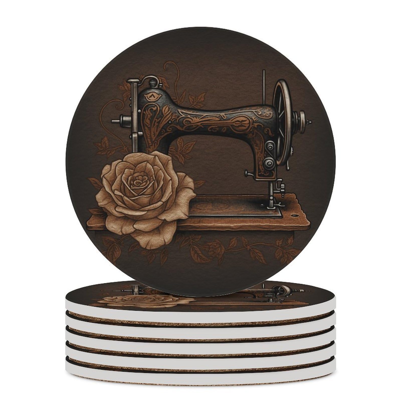 Sottobicchieri in ceramica con supporto per tavolino da caffè, con base in sughero, per bevande fredde o calde, 10 cm