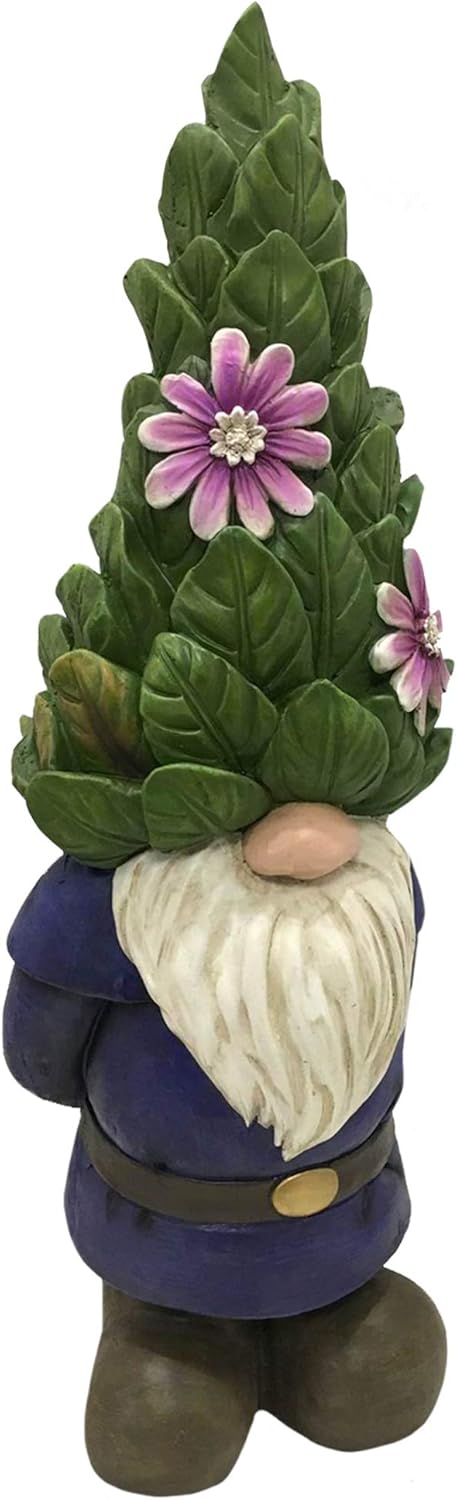 Multicolor Polyresin Gnome with Topiary Hat Garden Statue