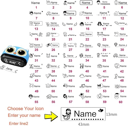 Miniatura 4 de WAJIWA Sello con nombre personalizado para ropa de niños, sello de nombre personalizado para niños, el sello espacial Kiddo impermeable perfecto