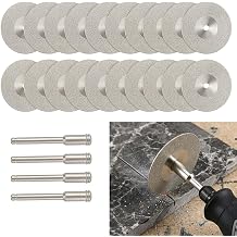 30mm Diamond Cutting Wheels, 20 PCS Tile Cutting Wheel with 4 Mandrels for Glass, Ceramic, Tile, Stone, Agate, Rock, Compatible Most Rotary Tools for DIY Craft