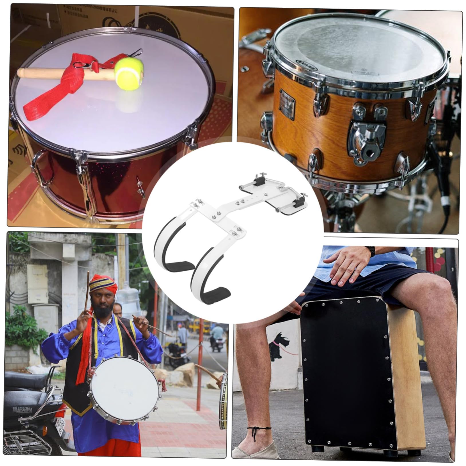 Marschtrommel für Erwachsene mit Verstellbarem Aluminiumlegierungs Stützzubehör Weißer Snare Drum Träger für Einfachen Transport und Praktischen Einsatz