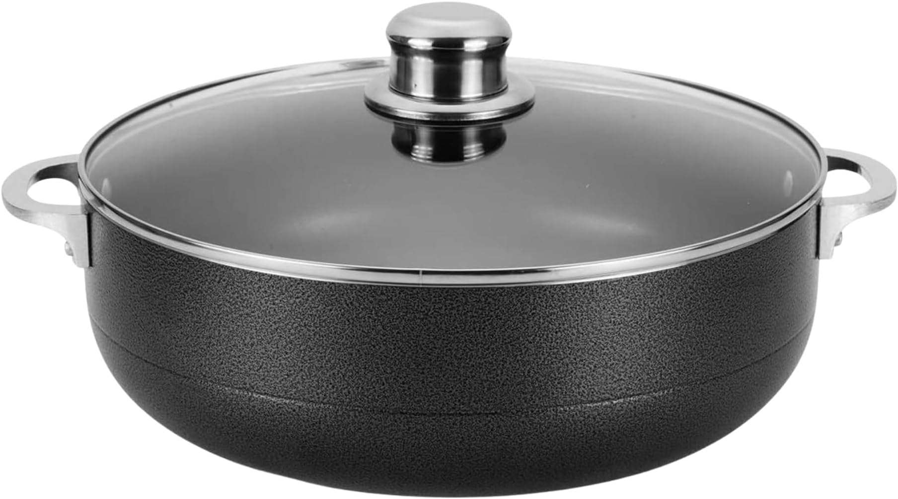 11-Quart Nonstick Aluminum Caldero Pot with Glass Lid & Riveted Handle | Heavy-Duty Cookware for Large Servings of Stew & Rice | Easy Clean, Black
