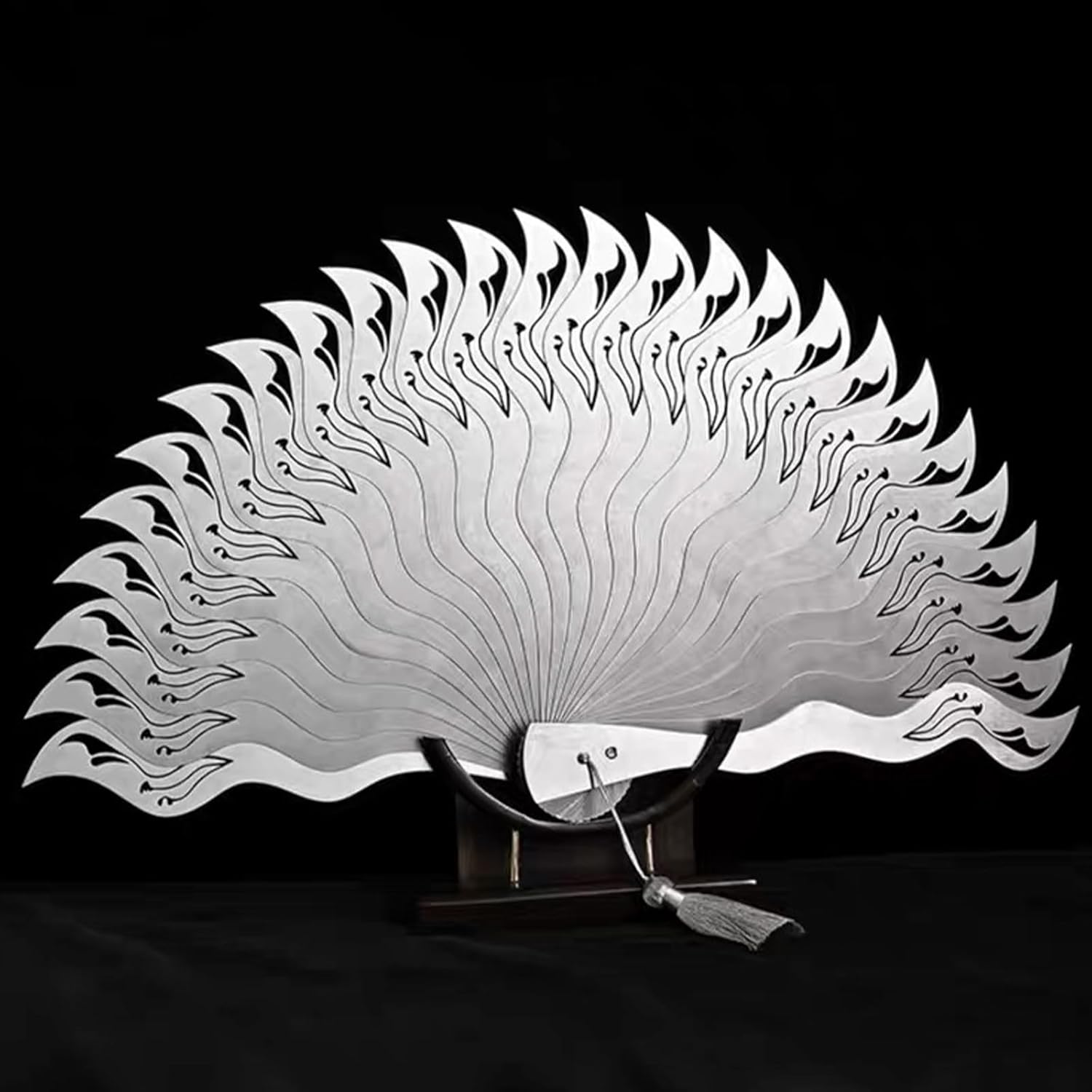 Full Metal Hand Held Fan, Stainless Steel Folding Fan, Kungfu Metal Hand-folded Handmade Fan, Easy To Carry Self-weapon, A35