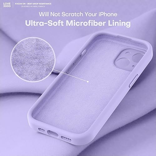 Miniatura 5 de LOVE 3000 Funda compatible con iPhone 15, cámara de cobertura completa de silicona suave, protección contra caídas de 8 pies, forro de microfibra