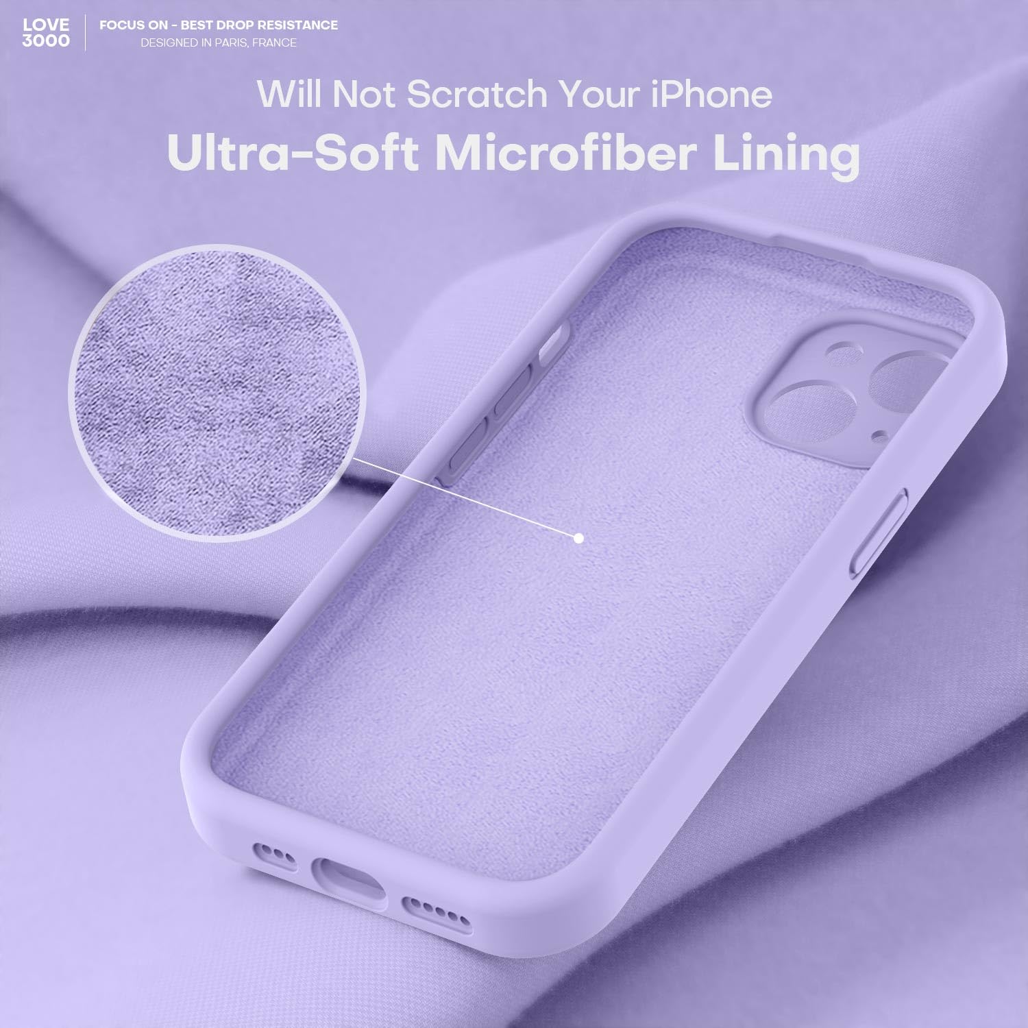 LOVE 3000 Handyhülle Für IPhone 15 Pro – Stoßfestes Silikon Mit Mikrofaser-Futter, Cremegelb