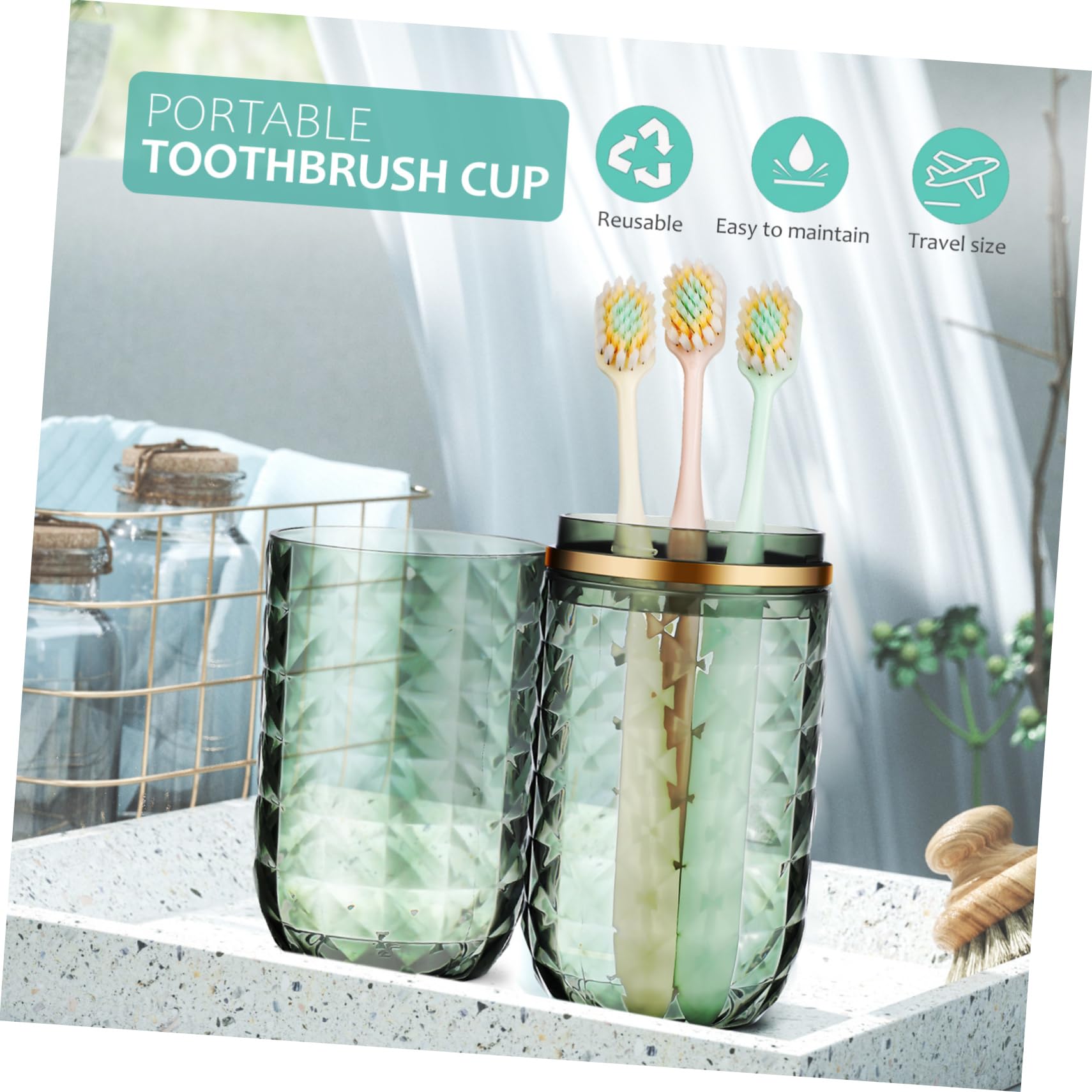 ARTSEWPLY Travel Toothbrush Holder Mouthwash Cup Dual Function Toothbrush Organizer with Cover Reusable Toothpaste Case for Home School Camping Business Trips Versatile