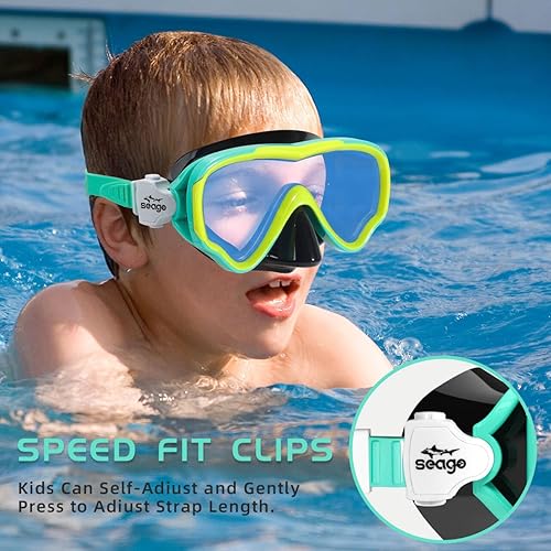 Miniatura 5 de Seago Gafas de natación para niños, máscara de buceo para jóvenes (5-15), antivaho 180 visión clara