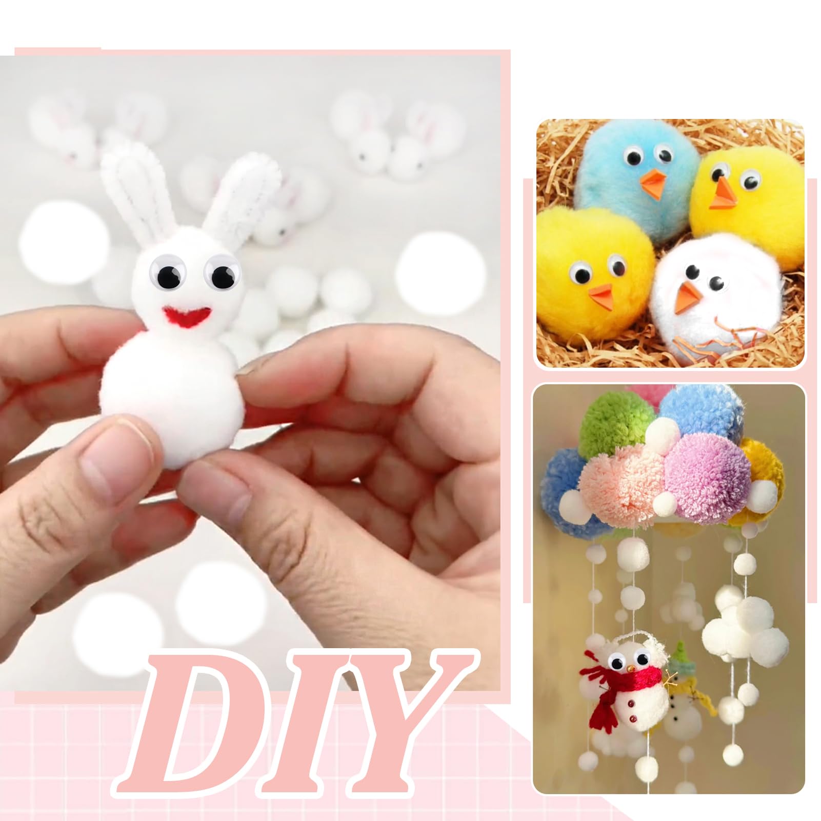 TOAOB 300 Pezzi Pom Pom Colorati 2cm Decorativi Popom Grandi Pon Pon