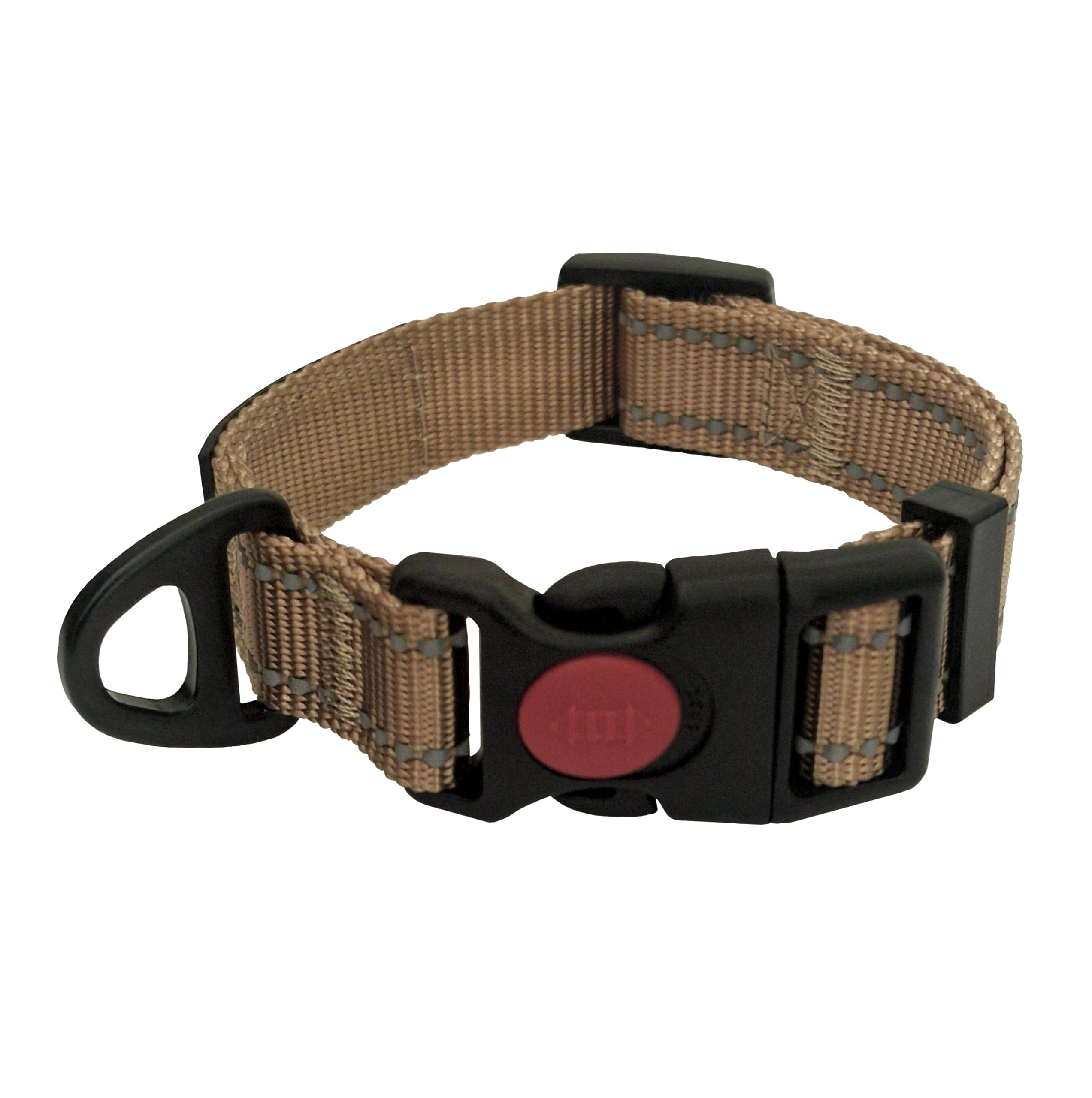 Barkridges® Premium Dog Collar | Adjustable | Easy-to-Wear Buckle | Lockable | Durable | Safety Reflective Strips | Comfortable for Small Medium Large Dogs (Honey Beige, S)