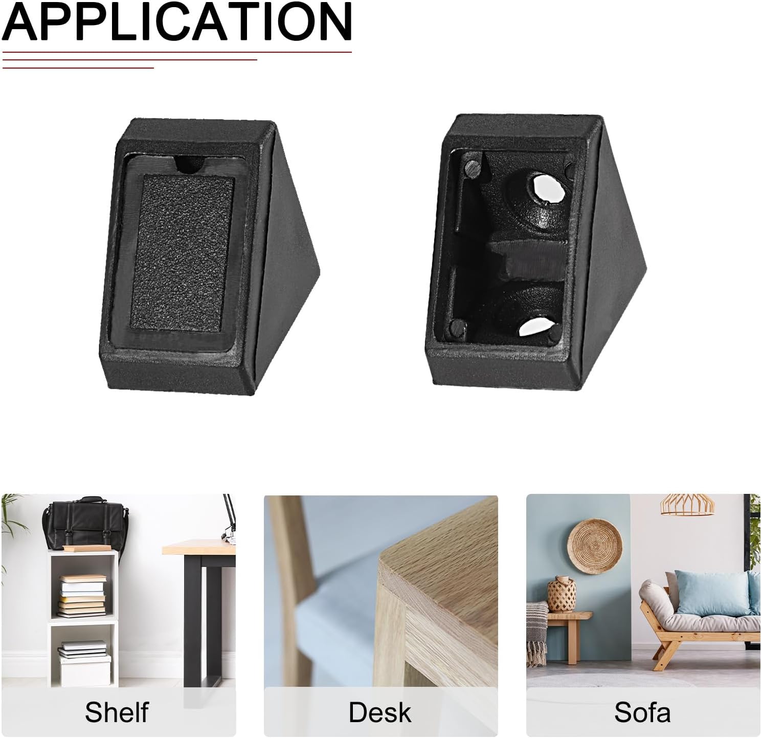 DTGN 20x20x17.5mm(LxWxH) Plastic Corner Brackets -100Pack - Good for Furniture Repairing - 2 Holes L Shape Right Angle Brace - Black
