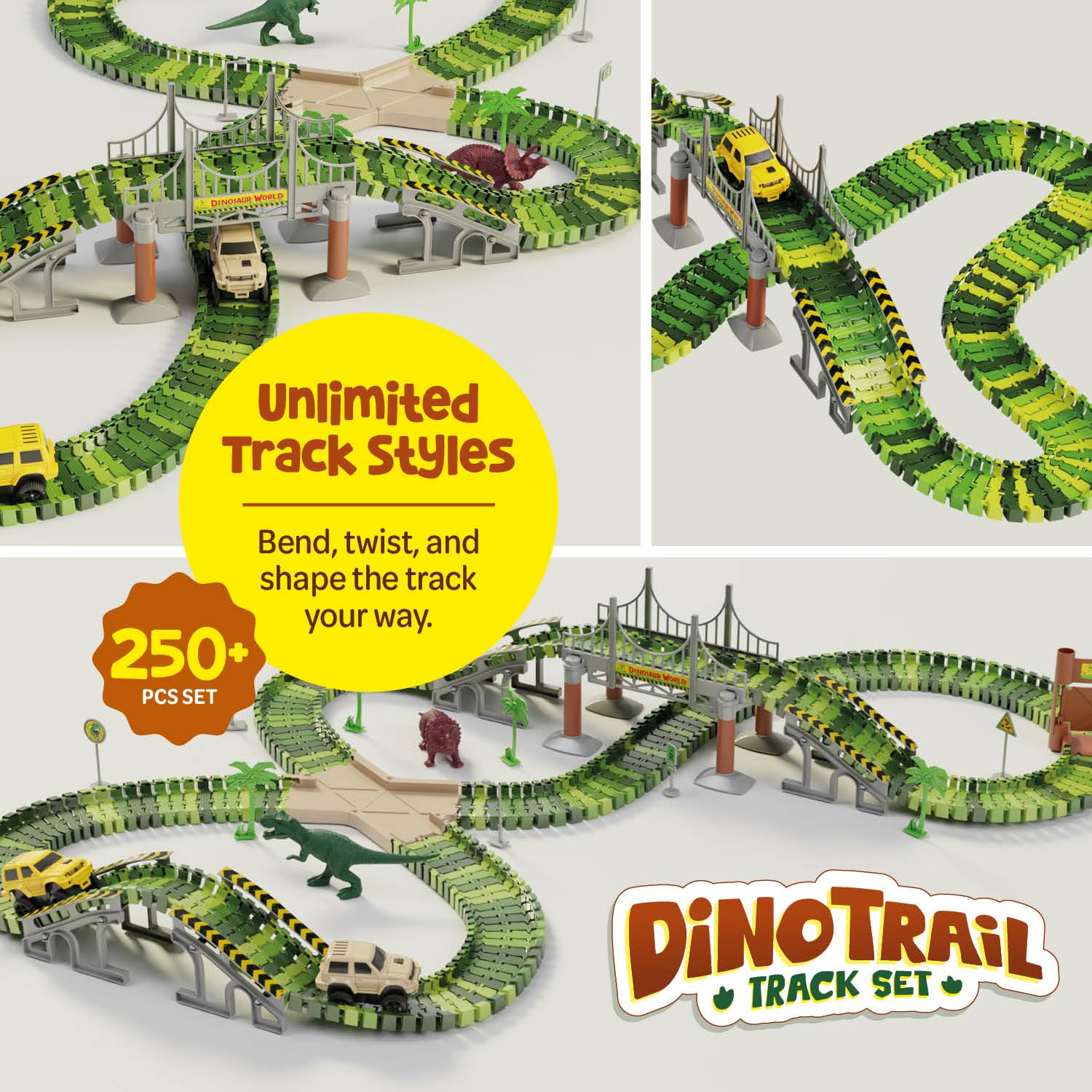 Dinosaur Car Race Track - Kids Birthday Gift -2