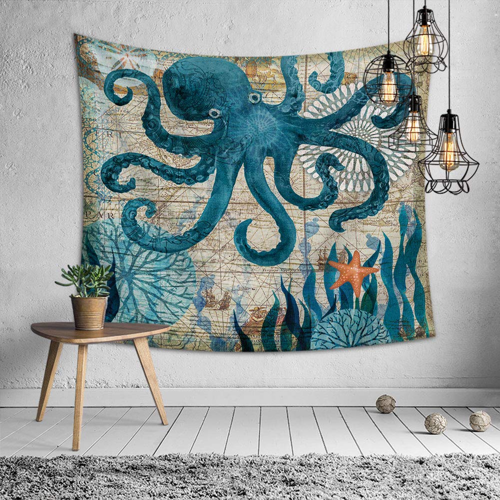 Odot Men's Octopus Tapestry Wall Hanging, Wall Art Tapestries Wall Decor Beach Towel Blanket Table Cloth Meditation Yoga Mat Rugs Bedsheet For Dorm Home Decor (130X150cm,)