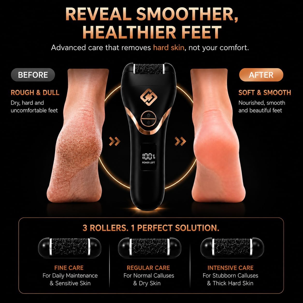 Lima elettrica per piedi per la rimozione della pelle dura, strumento professionale per la cura dei calli e pedicure, per pelle morta e secca, ricaricabile tramite USB, con display a LED e 3