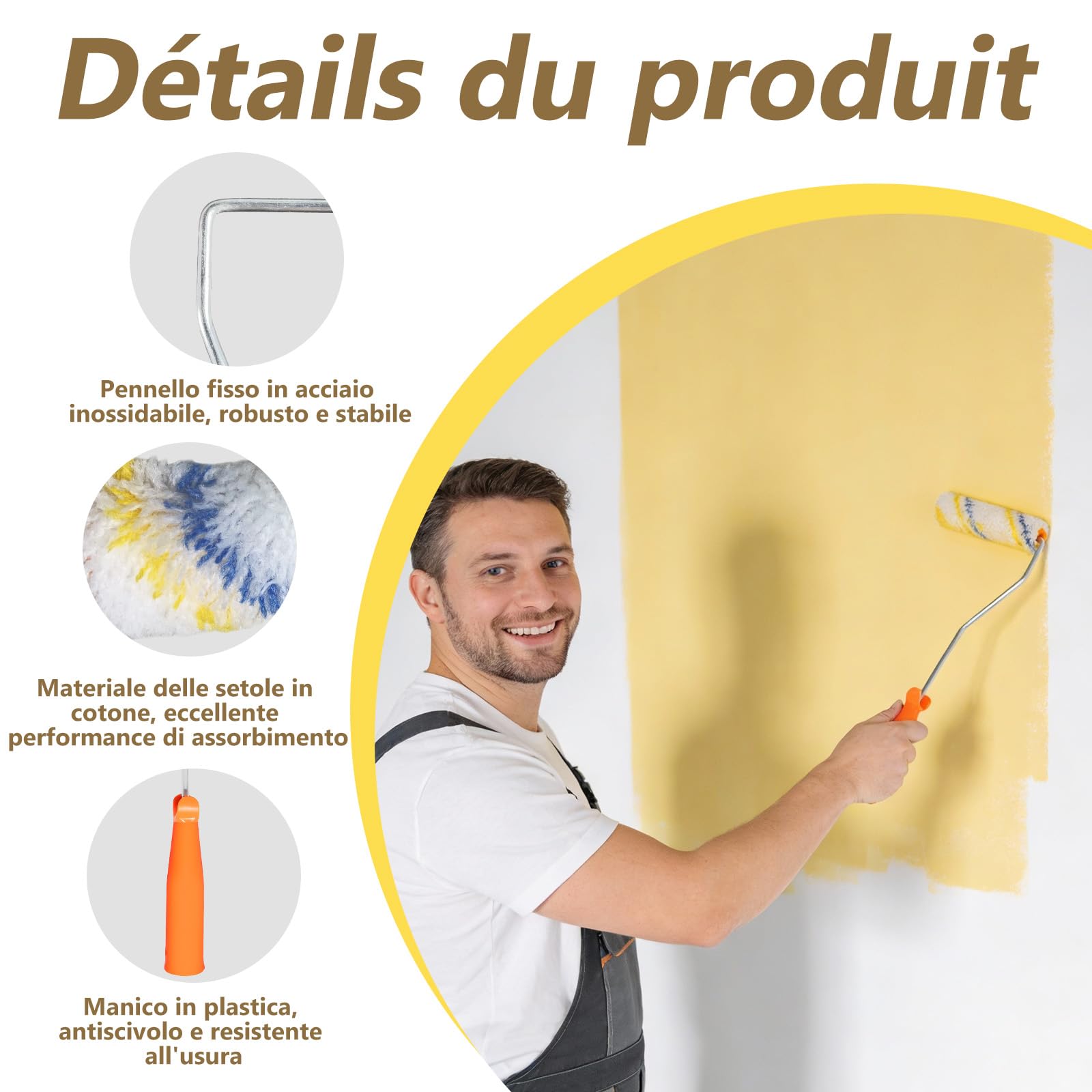 20 Pezzi 8CM Kit di Rulli per Pittura - Rullo Piccolo per Pittura con 2 Maniglie e 2 Pennelli, Rulli per Imbiancare per Verniciatura di Pareti, Soffitti e Porte