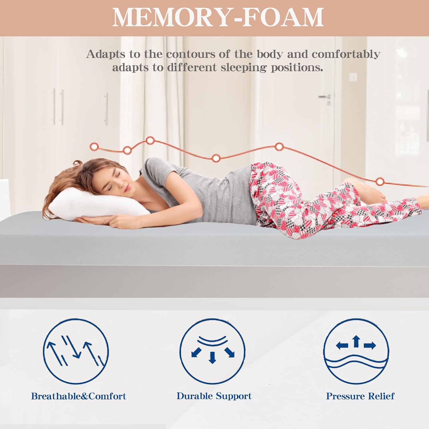 5 inch King Mattress, Gel Memory Foam King Size Mattress in a Box for Comfortable Sleep and Pressure Relief, Medium-Firm Support, Washable Cover, CertiPUR-US