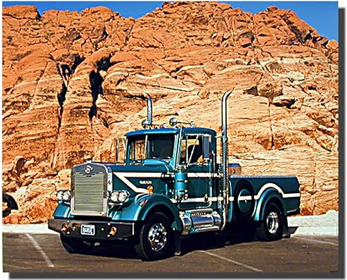 Diesel 1995 Manse Semi Clásico-Teal Truck Decoración de Pared Art Poster (16x20)