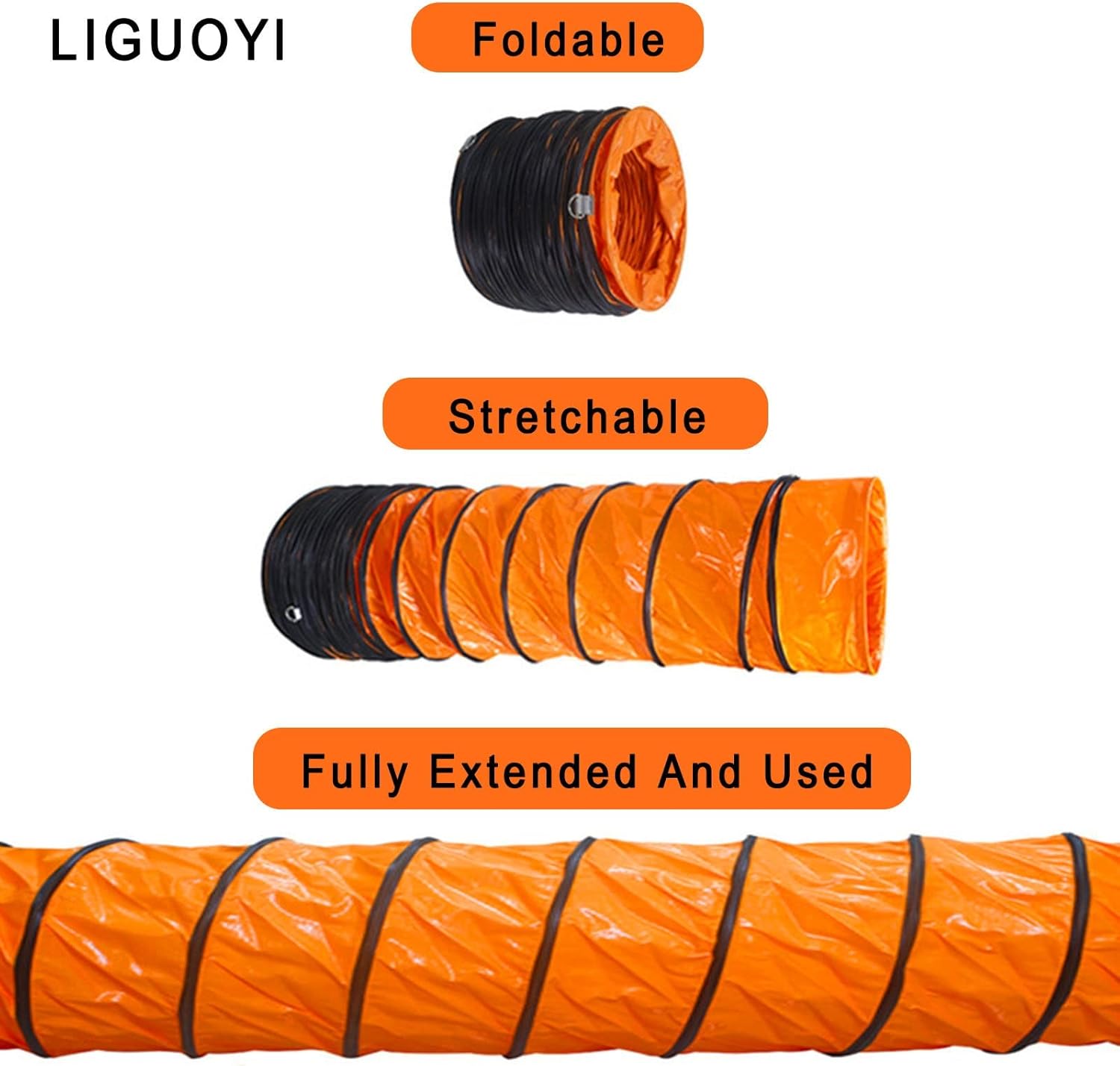 Flexible PVC Ducting Hose - 3-Layer Protection, Portable Vent Hose for Exhaust Fans, Waterproof, Fits 250mm, 300mm, 500mm Diameter, Ideal for Home & Industrial Use
