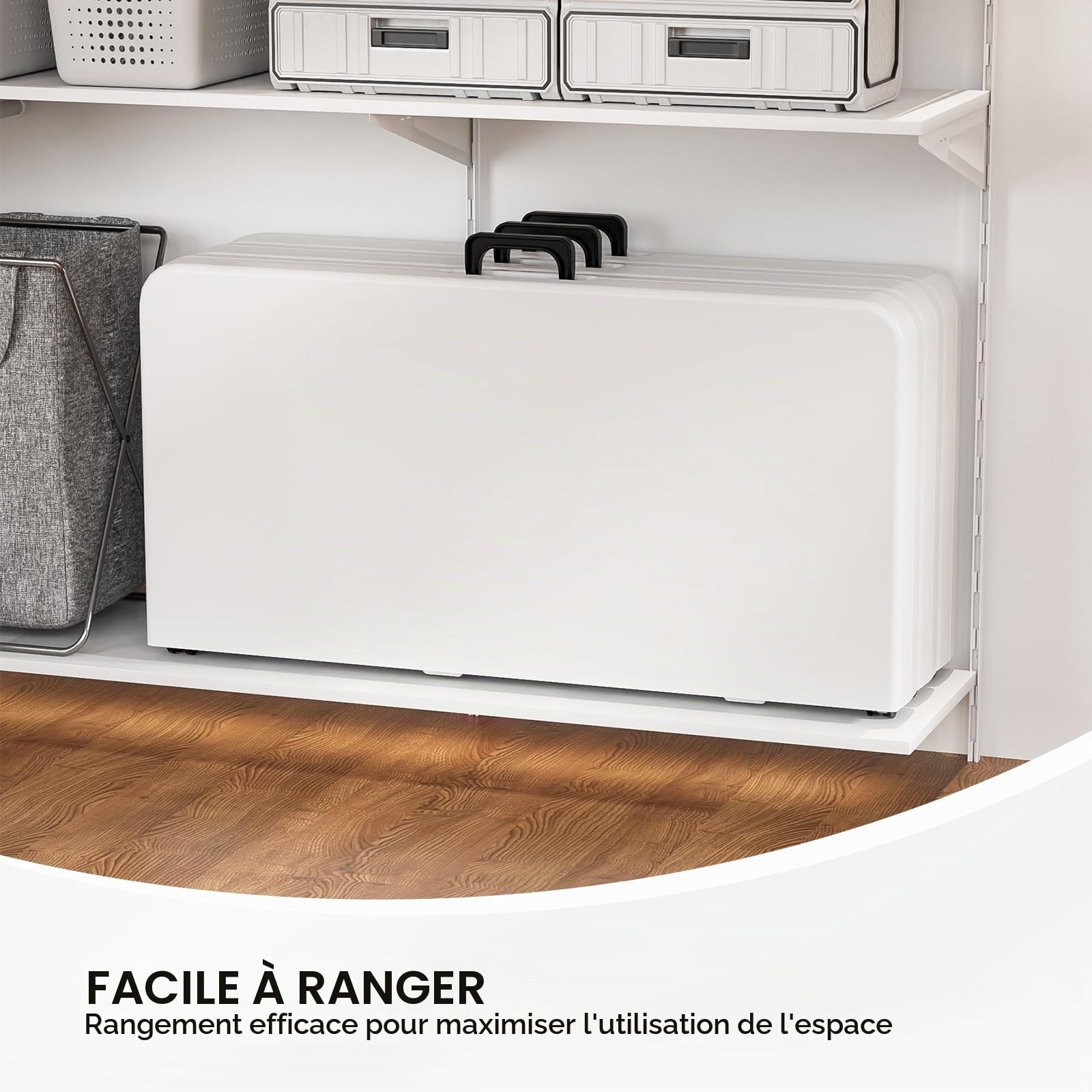 Bonnlo Table de Camping Pliante avec Poignée,Table de Jardin Carrée en Plastique, Extérieure et Intérieure 86 * 86 * 74 cm pour Pique-Nique Jardin Blacon Cuisine Brocante (Blanc)