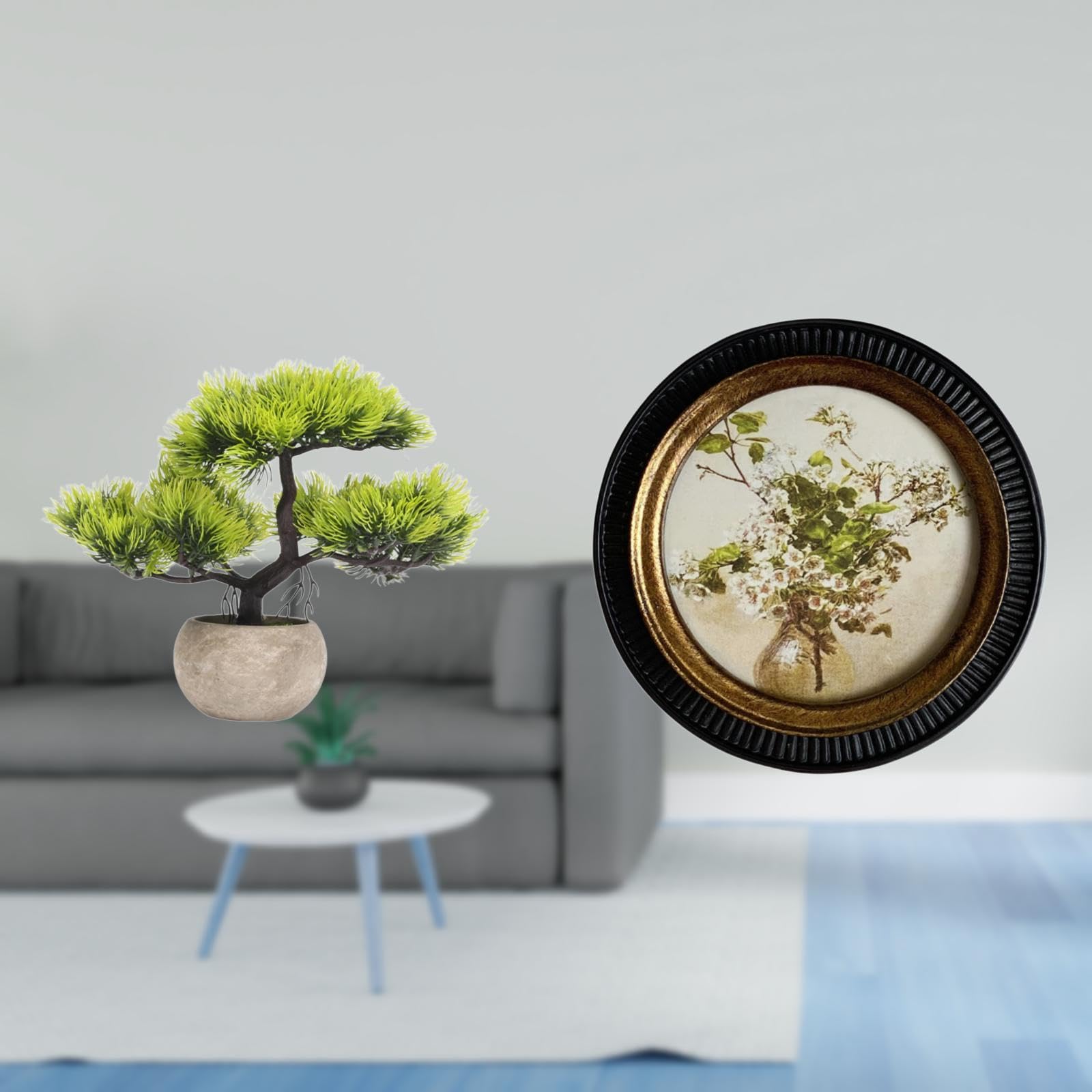 SECRET DESIRE Artificial Bonsai Tree Greenery Collection Faux Plant in Pot for Table Centerpieces with European Antique Decorative Embossed Resin Ornate Wall Hanging Picture Display Frame for Bedroom-image-35